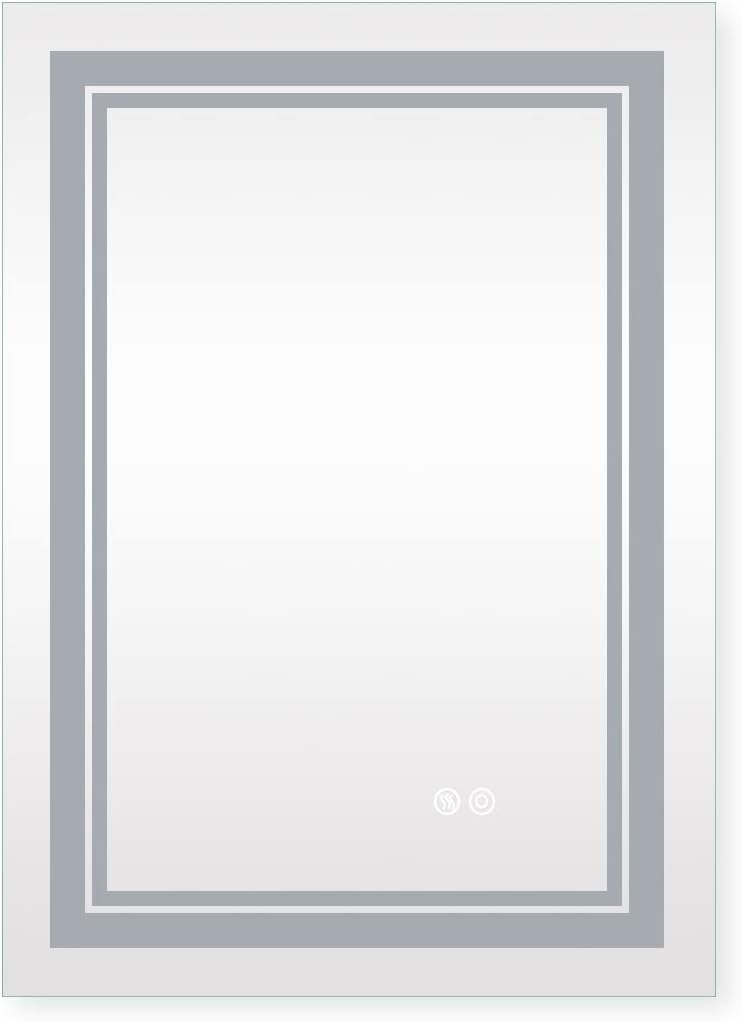 WELLFOR LED Bathroom Vanity Mirror 24 x 32 Inch, Lighted Anti-Fog Dimmable Mirror, IP44 Waterproof Wall Mounted Makeup Mirror, Packed with US Standard Plug and Touch Switch, (Horizontal/Vertical)