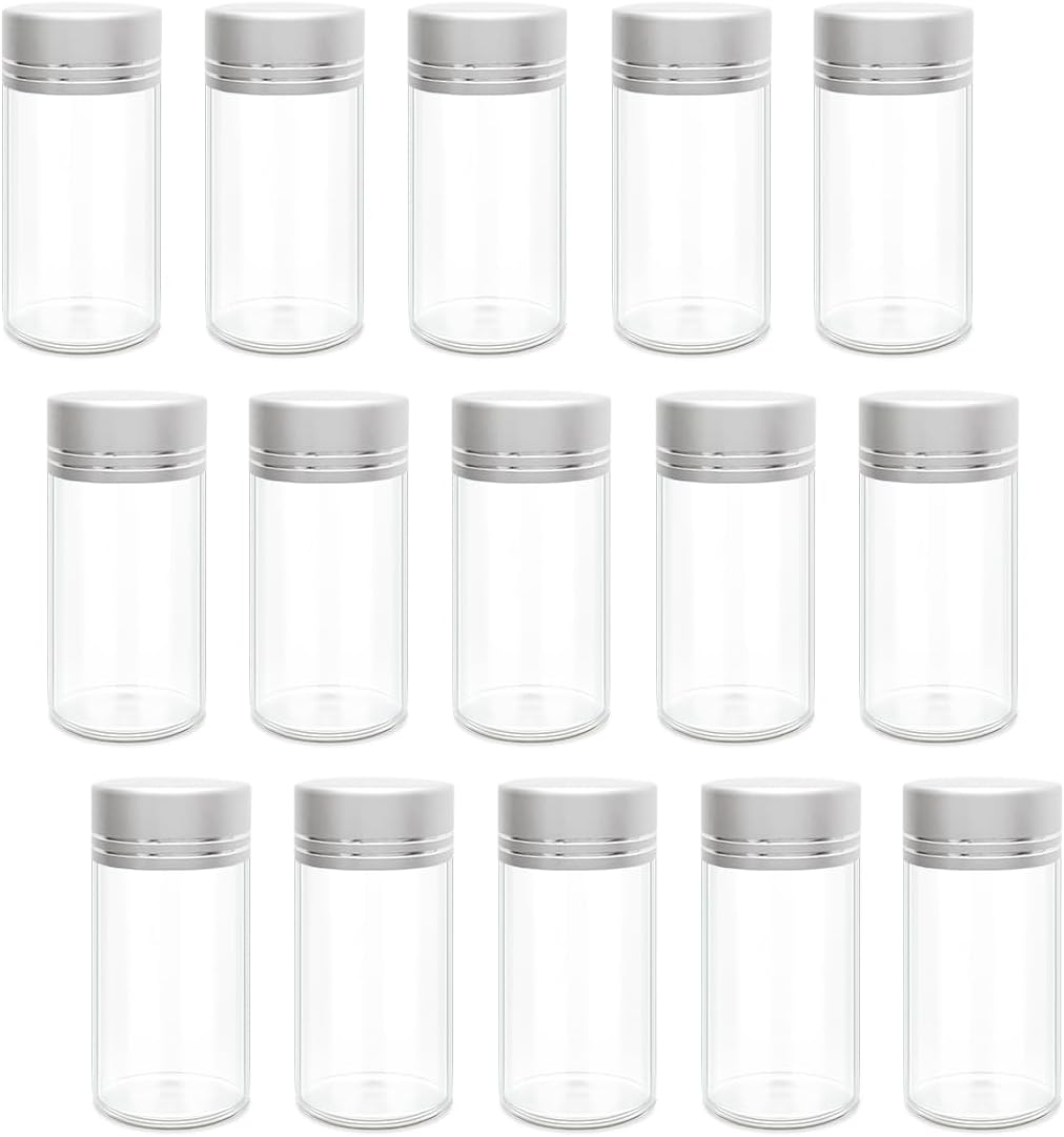 15 pcs 25 ml Glass Storage Jars with Lids,Glass Decorative Bottles(0.84 oz-1.18x2.36 inch)