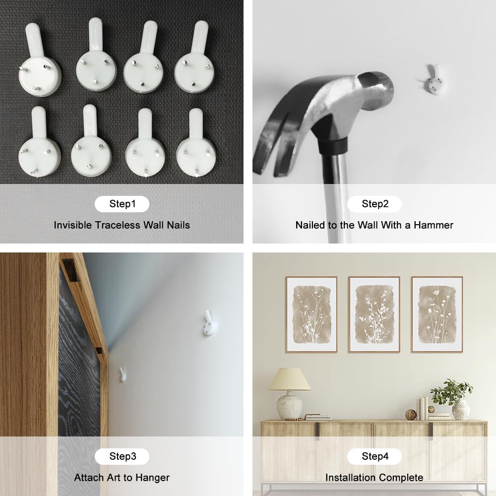 HPINUB Large Boho Wildflowers Canvas Framed Wall Art Set,Minimalist Vintage Flower Wall Decor,Beige Floral Botanical Artwork for Living Room Bedroom,Dining Room,Office -16"x24"x3