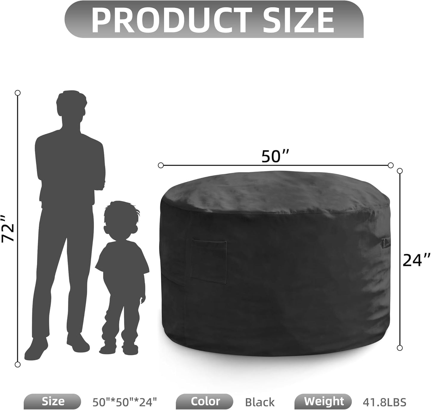 Hobestluk 5FT Bean Bag Chair Giant Bean Bag Chairs for Adults Large Bean Chairs with Removable Cover, Beanbag Chair with Filler, Adult Bean Bag Chairs for Living Room, Bedroom