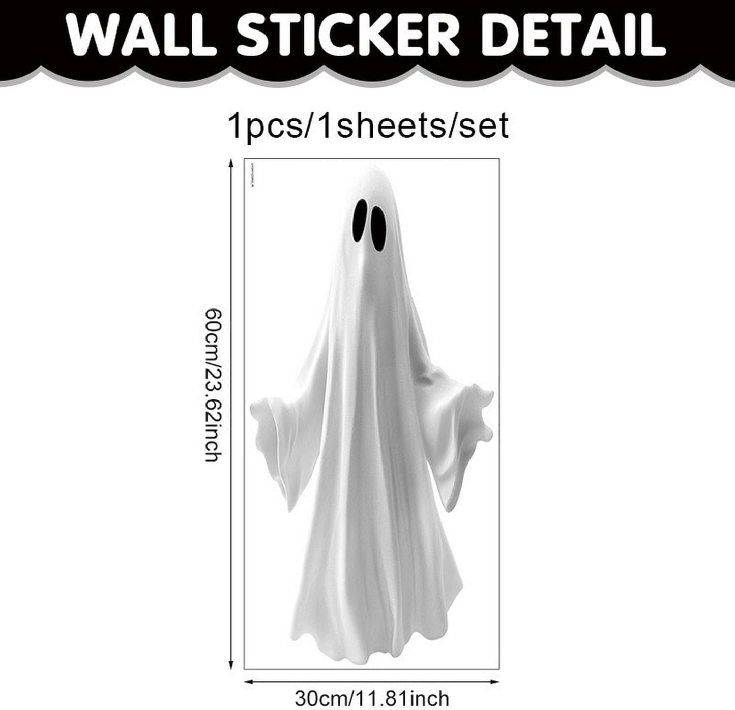 Halloween Window Clings for Glass 1 Sheets Ghost Window Decals Spooky Window Stickers Reusable Windows Cling for Halloween Fall Party Supplies Home School Office Glass Decorations