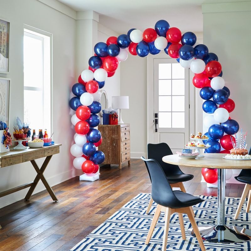 130pcs Red White Blue Balloons Different Sizes 18" 12" 10" 5" Party Latex Balloons for Birthday Graduation 4th of July Independence Day Anniversary New Year Holiday Party Decorations