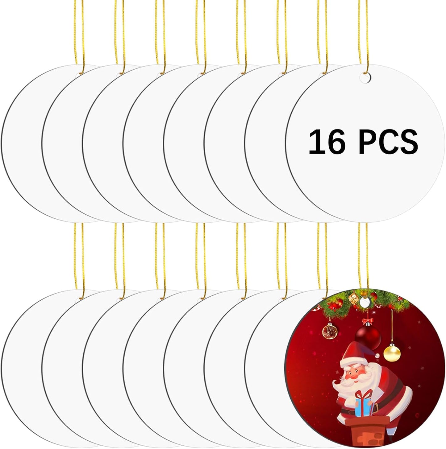 16 pcs Metal Sublimation Ornament Blanks,Christmas Ornaments Sublimation Christma Ornament Blanks for Christmas Tree Decor Blank Ornaments,DIY Handmade Crafts Double Sided Sublimation Ornaments