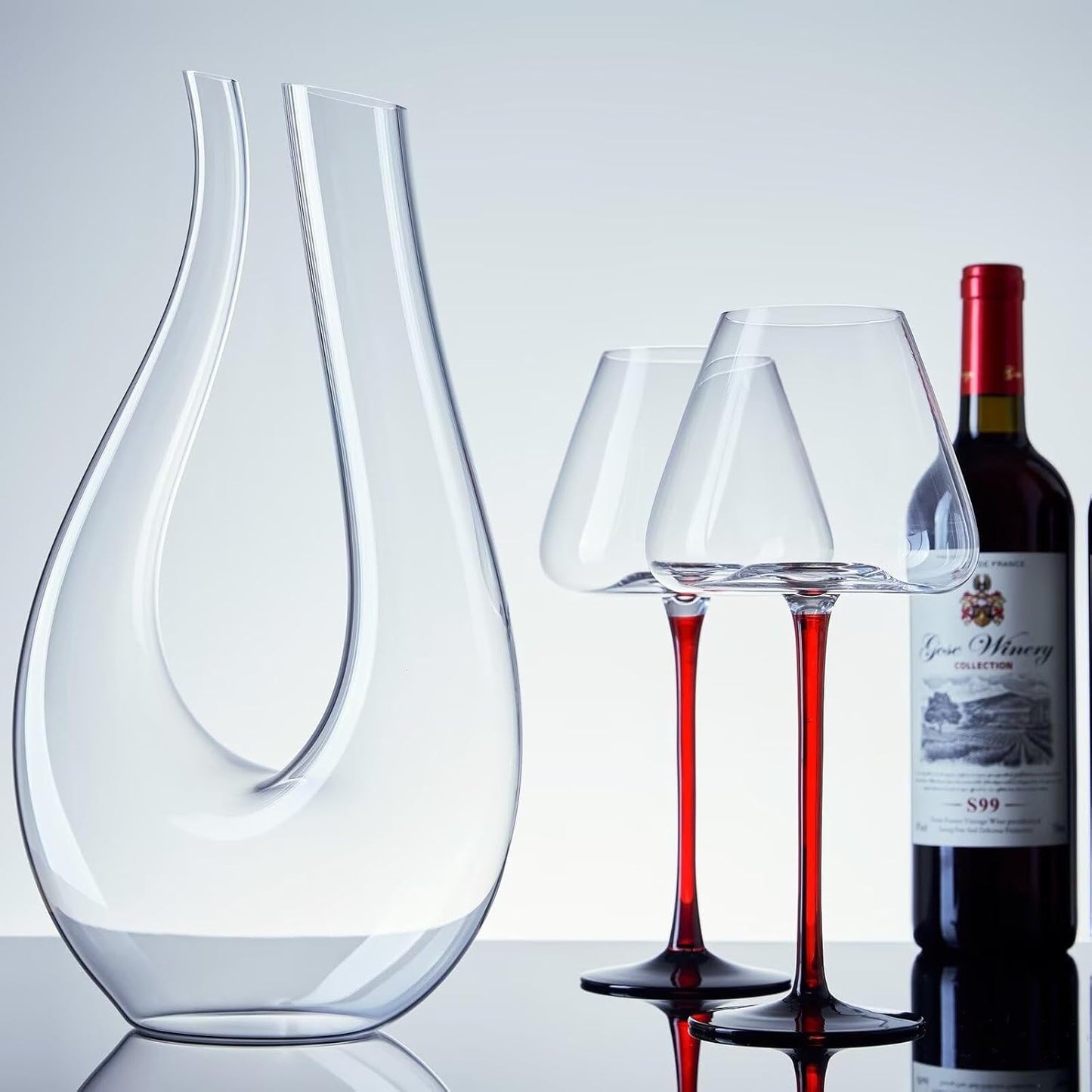 1PC Luxurious U-Shaped Crystal Glass Wine Decanter - High-End European Style, Harp Design, Red Wine, Large Capacity, Perfect for Home, Restaurant, and Household Use