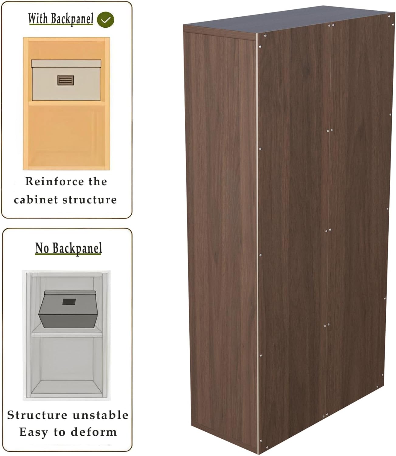 8-Cube Storage Shelf Bookcase - Wooden 4-Tier Floor Standing Open Bookshelf for Home and Office, Cuby Orgainzer, Walnut