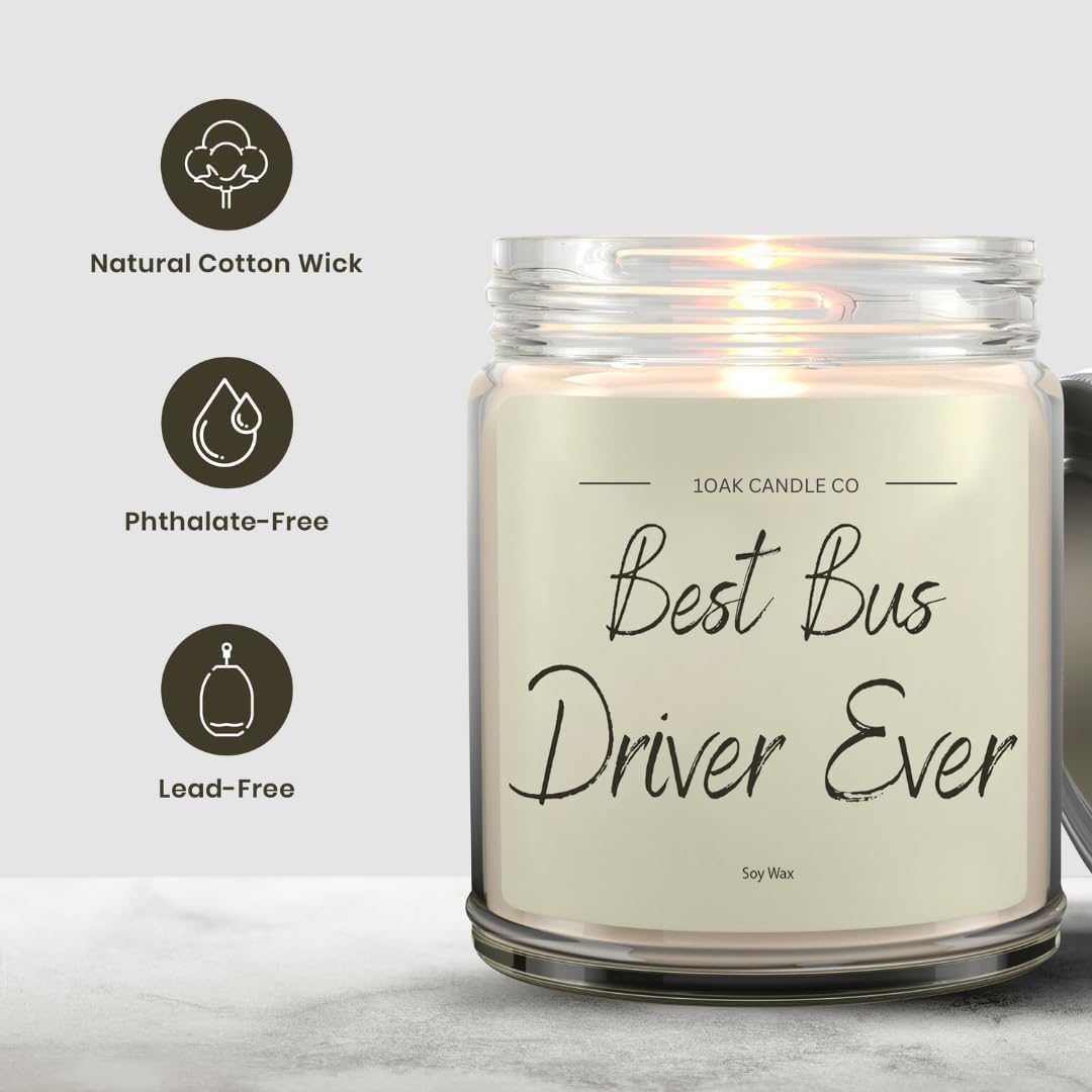 1OAK Vanilla Candle - Thank You Bus Driver Gifts for Women, Men - Bus Driver Appreciation & Retirement Gifts