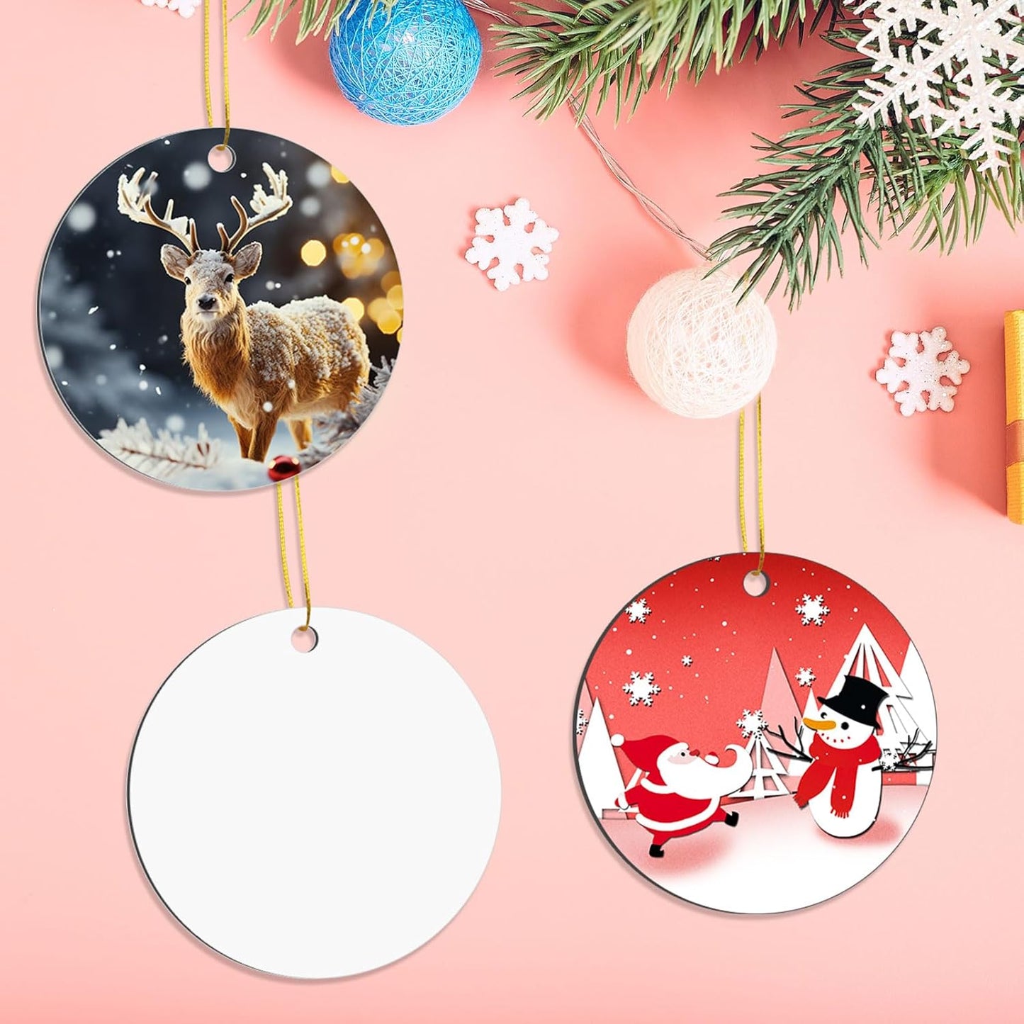 16 pcs Metal Sublimation Ornament Blanks,Christmas Ornaments Sublimation Christma Ornament Blanks for Christmas Tree Decor Blank Ornaments,DIY Handmade Crafts Double Sided Sublimation Ornaments