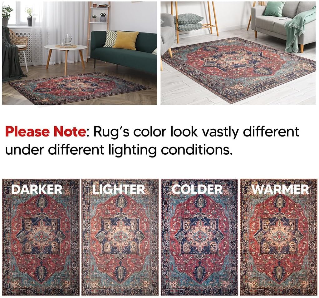 Keen Home Design 2x10 Rug - Machine Washable Runner Rug with Non-Slip Backing, Ideal for Hallway, Entryway, Kitchen, Laundry Room - Vintage, Easy Clean, Durable, Low Pile - (2'6" x 10')