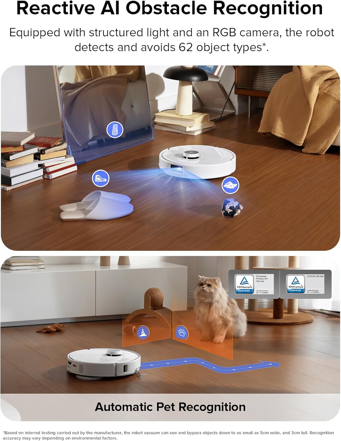 roborock Qrevo Edge Robot Vacuum and Mop, 18,500Pa Suction, Zero-Tangling, AdaptiLift Chassis, Al Obstacle Recognition, Hot Water Mop Washing & Dock Self Cleaning, Corner to Edge Deep Cleaning
