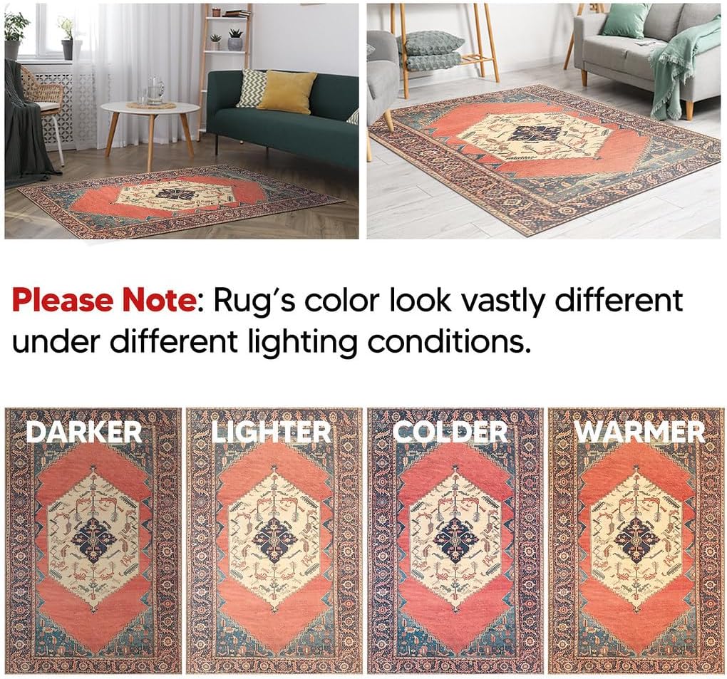 Keen Home Design 2x12 Rug - Machine Washable Runner with Non-Slip Backing, Ideal for Hallway, Entryway, Kitchen, Laundry Room - Vintage, Easy Clean, Durable, Low Pile Rug - (2'6" x 12')