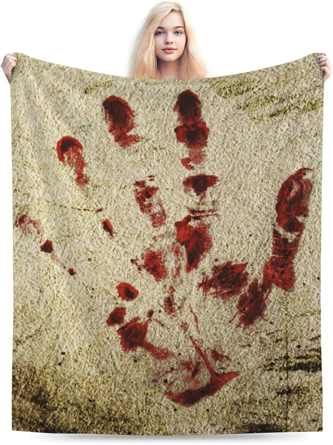 HGOD DESIGNS Bloody Hand Flannel Fleece Bed Blanket Throw Blanket Lightweight Cozy Plush Blanket for Bedroom Living Rooms Sofa Couch 40"x50"