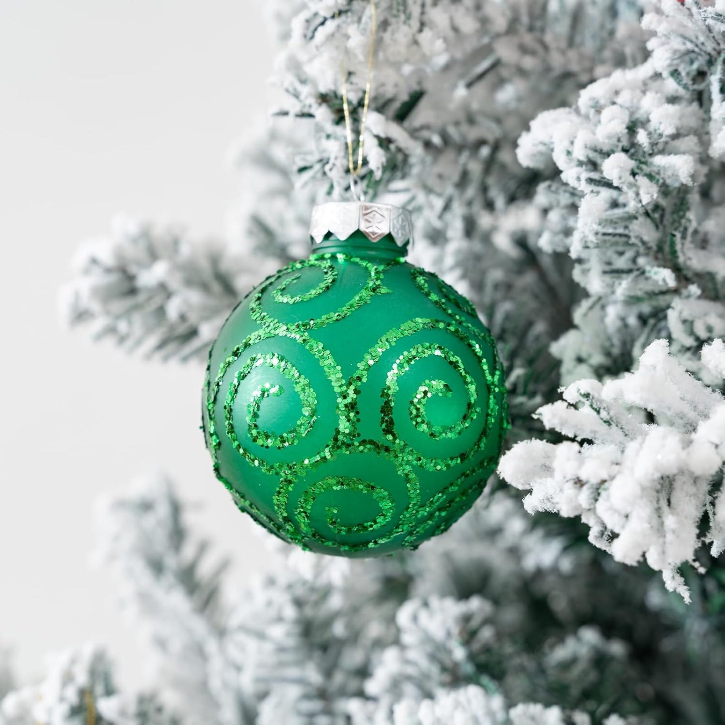 16Pcs Christmas Ball Ornaments Set, 3.15" Shatterproof Christmas Ornaments, Luxury Glitter Hanging Ornaments for Xmas Tree, Xmas Holiday, Party, Wedding (Green)