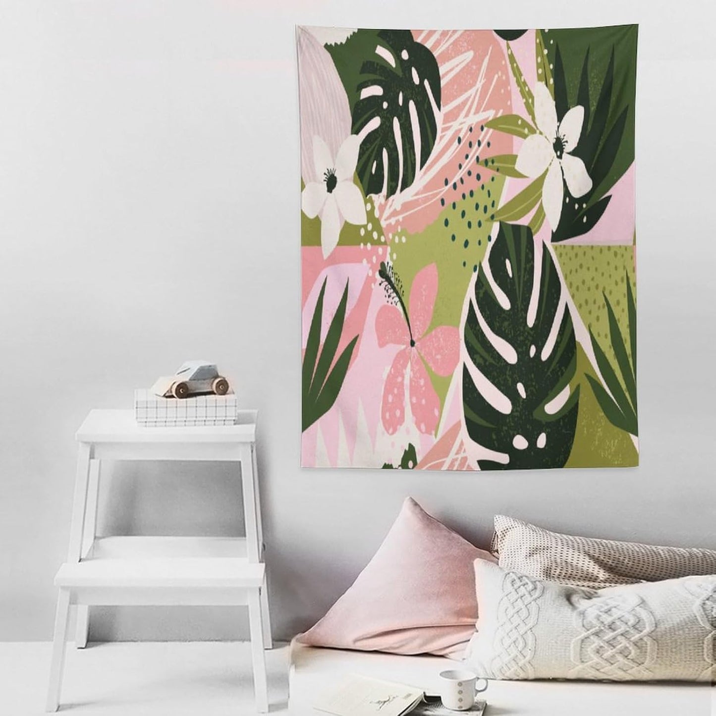 ICMOLYYENLO Tropical Green Plant Tapestry, Green Palm Leaves Natural Landscape Print Wall Tapestry for Bedroom Living Room Dormitory 60x80 Inch