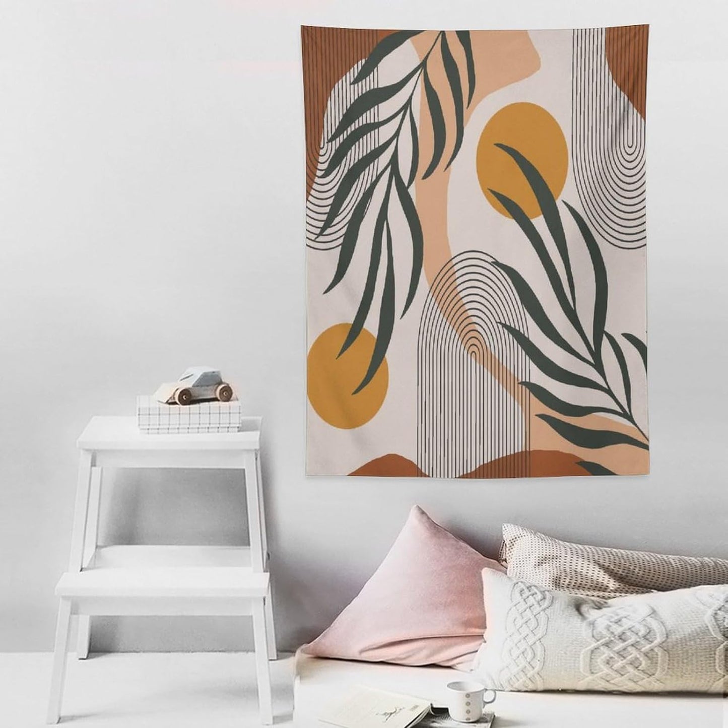 ICMOLYYENLO Boho Plant Aesthetic Tapestry, Abstract Medieval Arch Sun Home Aesthetic Wall Hanging For Bedroom Living Room Dormitory Tapestry 60x60 Inches