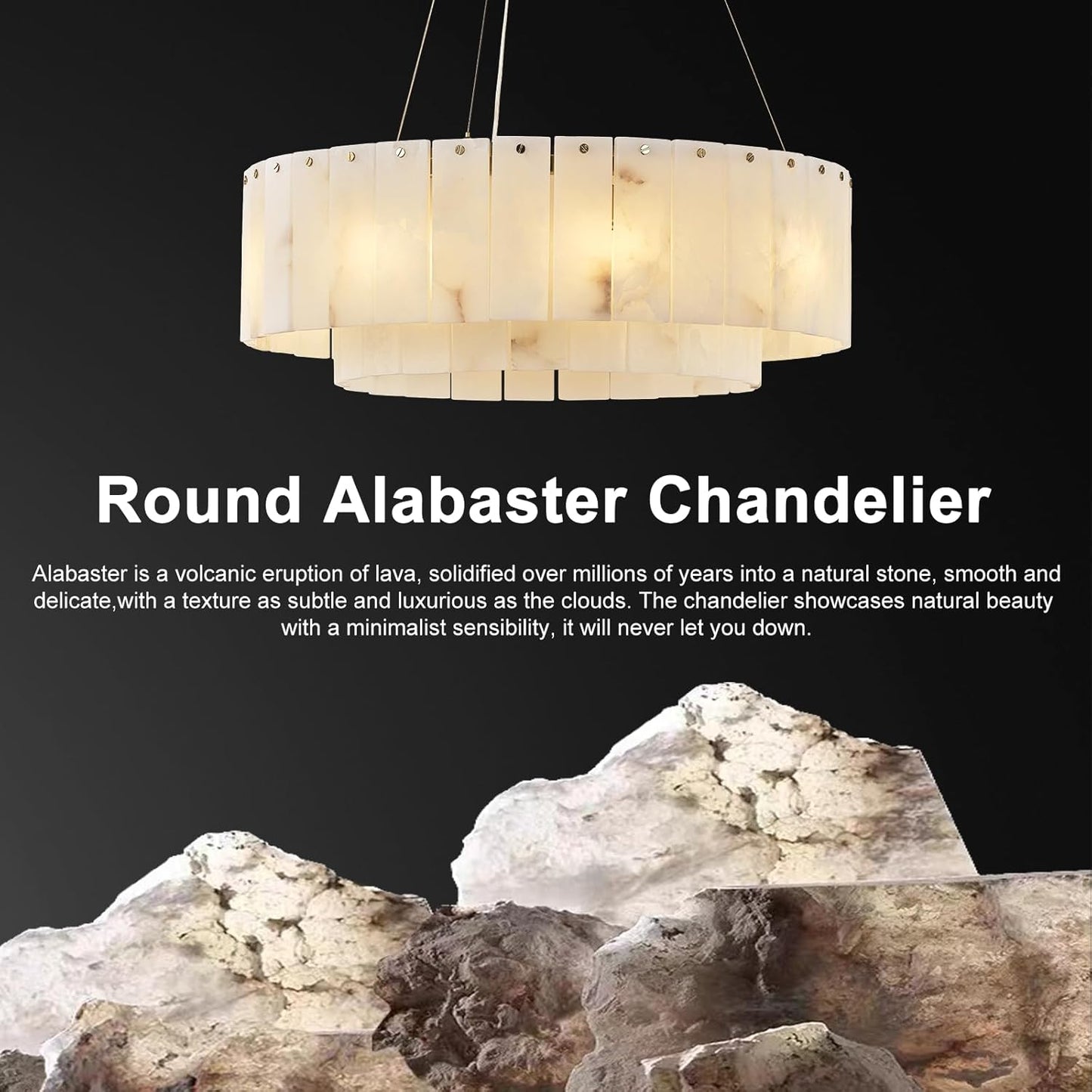 Alabaster Chandeliers D23in Round Chandeliers for Dining Room Small Chandelier Light Fixture for Kitchen Living Room Foyer Entryway Hallway