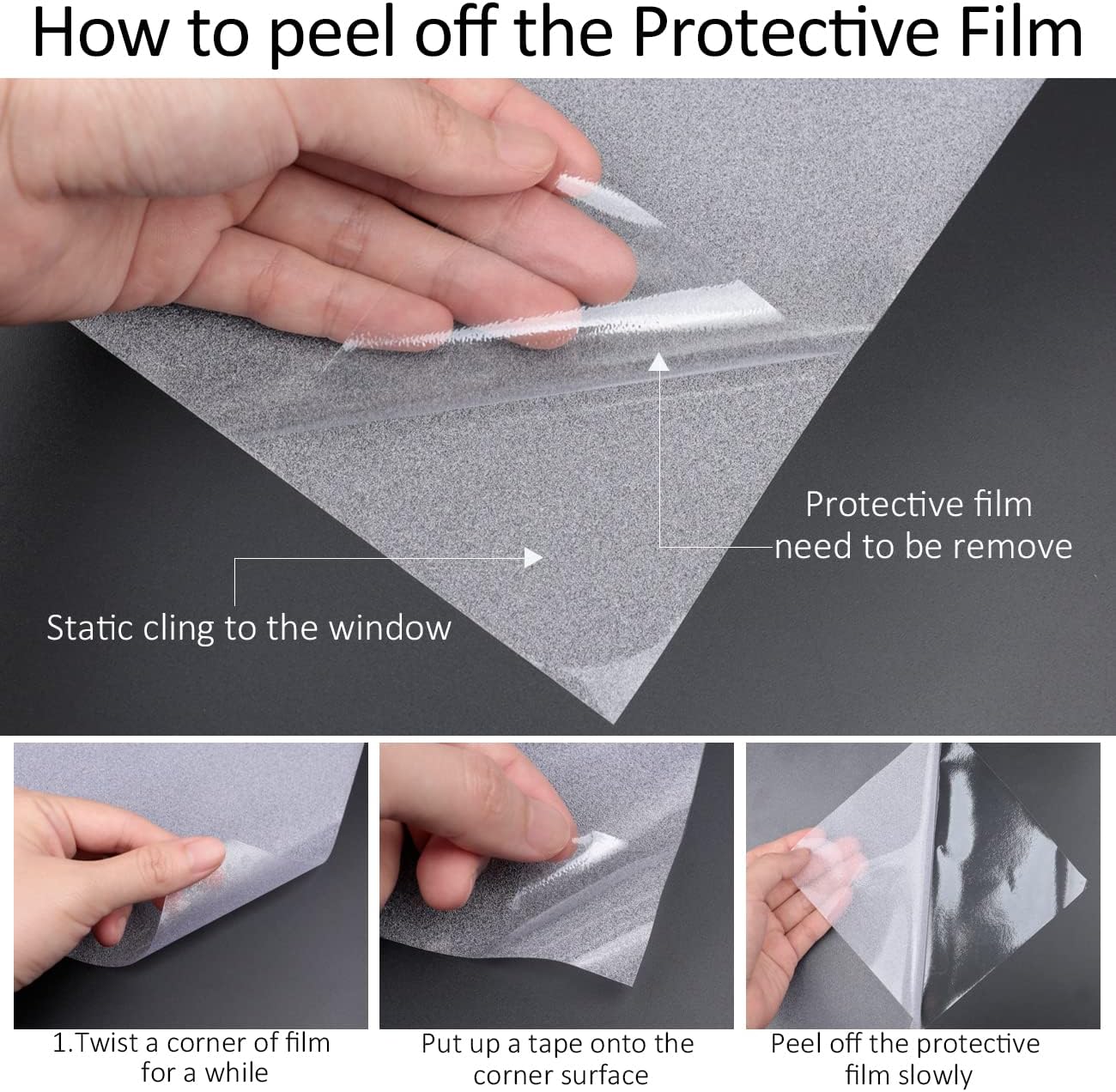 HIDBEA Frosted Window Privacy Film Heat Control UV Blocking, Static Cling Non-Adhesive Reusable Door coverings for Bathroom Home Office (Frosted 45.2 Inch x 19.6 Feet)