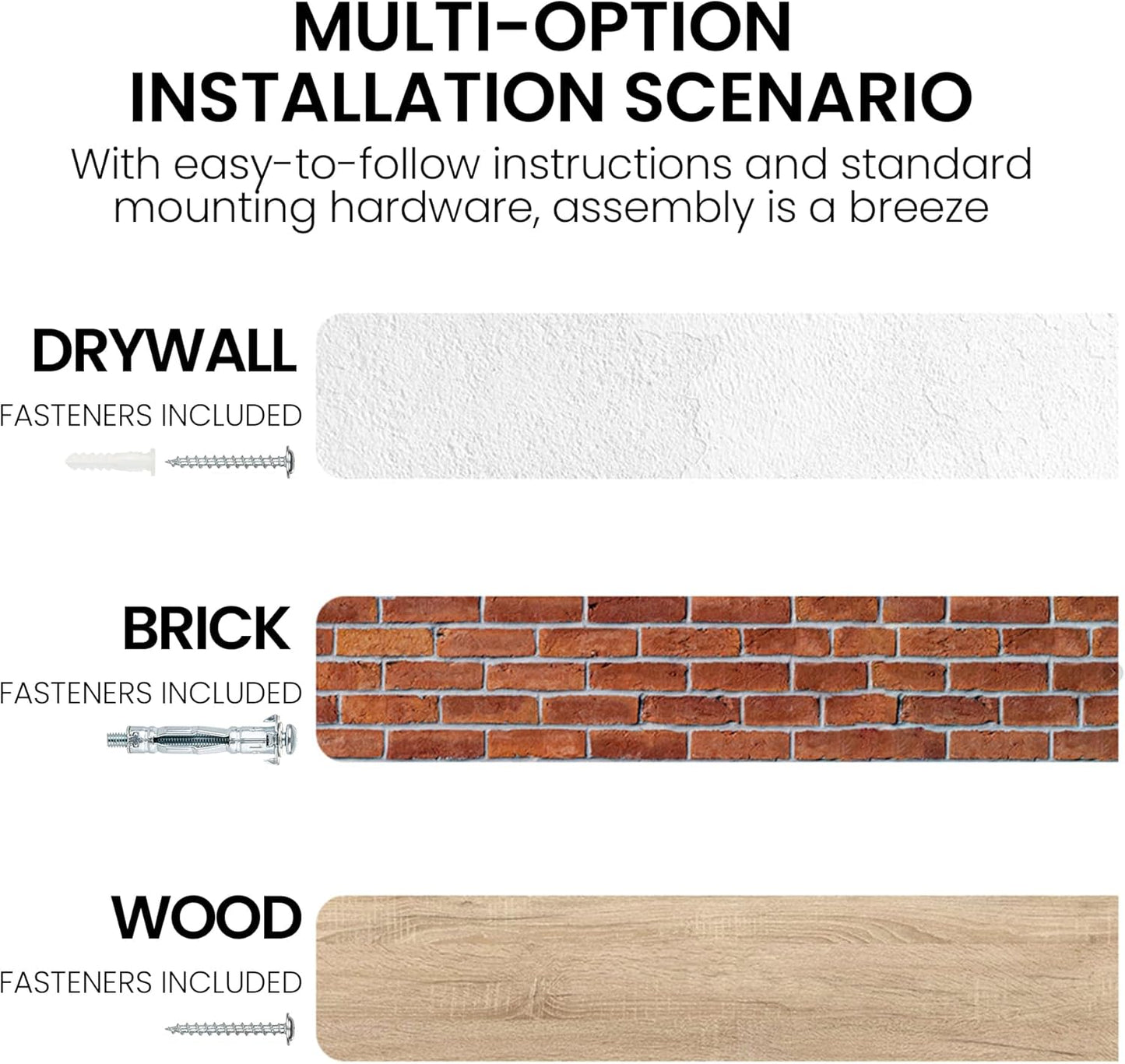 Fun Memories Floating Shelves for Wall, 36"x9.3" Rustic Solid Elm Wood Shelves, Heavy-Duty Wall Mounted Shelves with Invisible Brackets, Set of 2 for Living Room, Bedroom, Kitchen, Walnut Finish