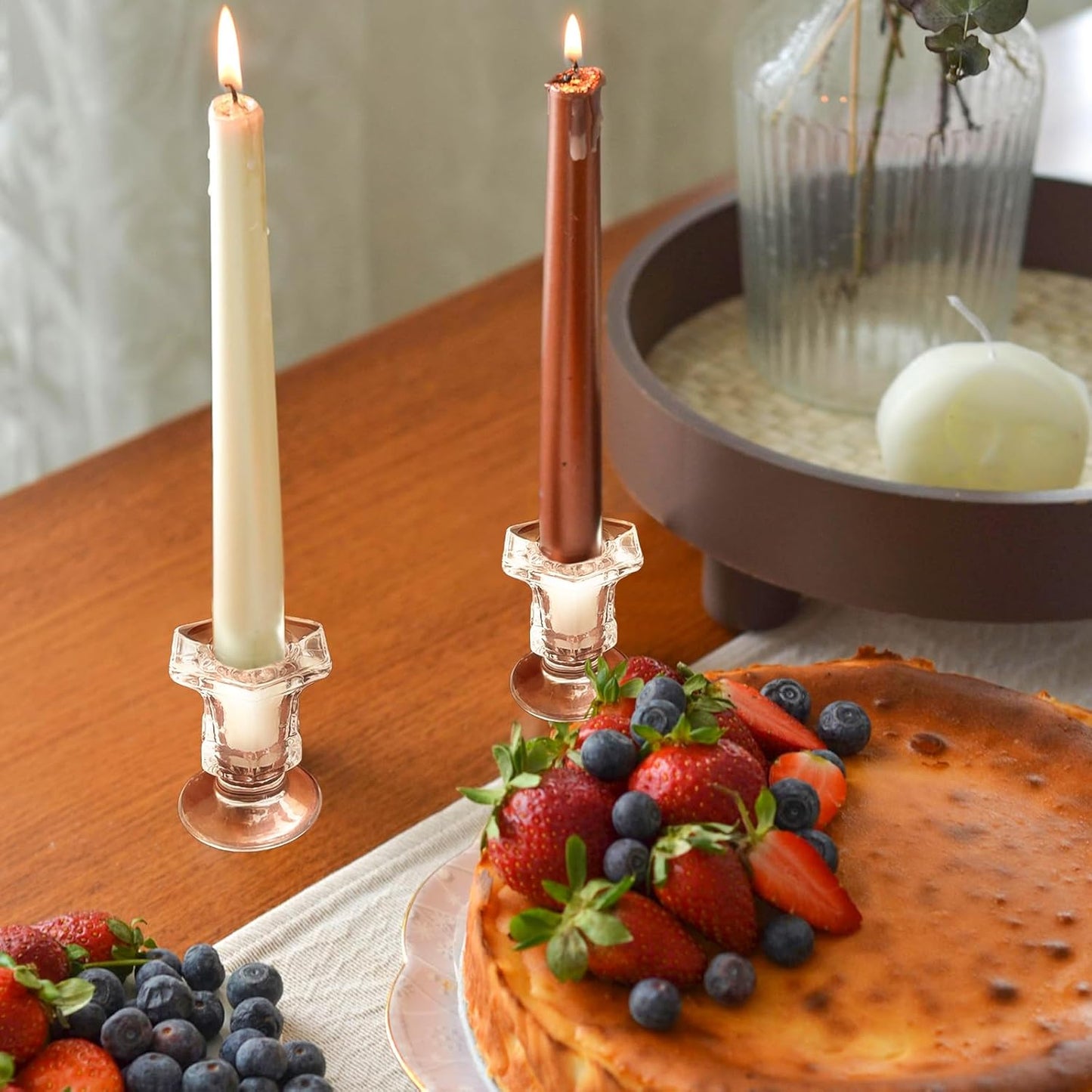 50 Pieces Glass Taper Candle Holders Bulk Clear Glass Taper Candlestick Holders for Wedding Table Centerpiece Party Decoration 2.2 Inch