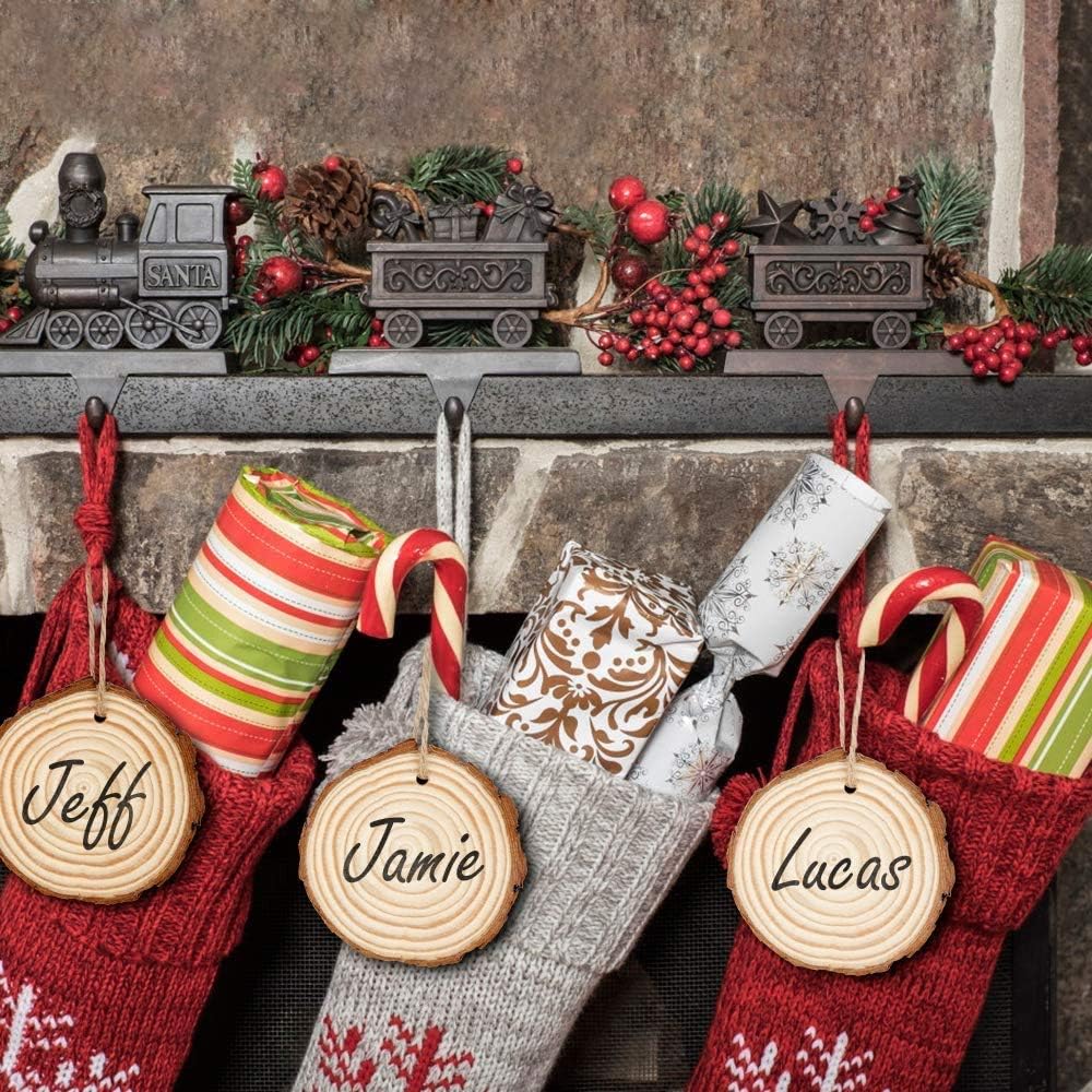 50 Pieces 2.4"-2.8" Natural Wooden Slices,Colovis Unfinished Wood Circles with Holes Tree Bark Round Log Discs DIY Crafts Hanging Ornaments (50 Pcs, Natural Wood)