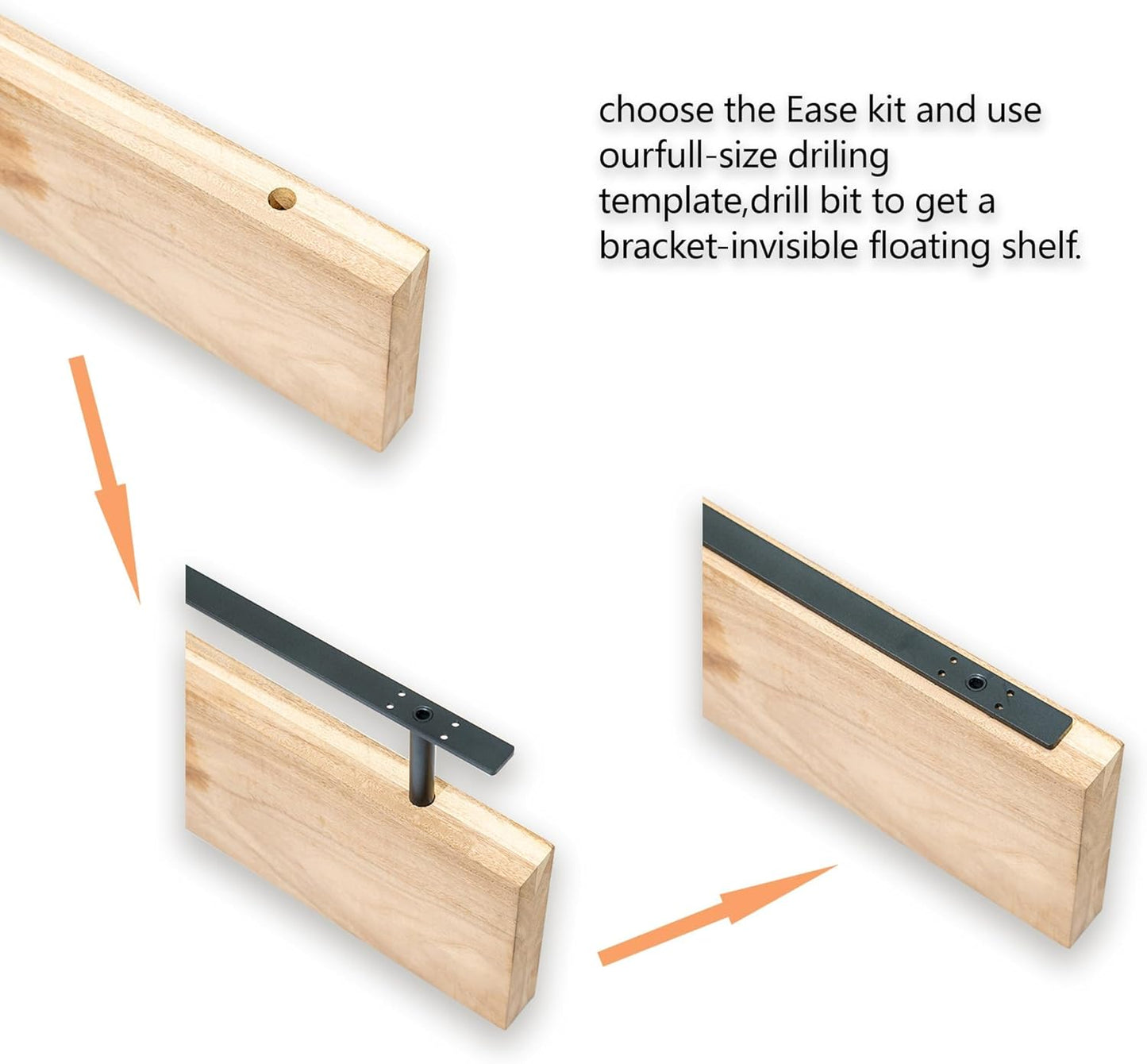 Hidden Shelf Brackets , Floating Shelf Bracket (22 inch +Ease Kit (New))