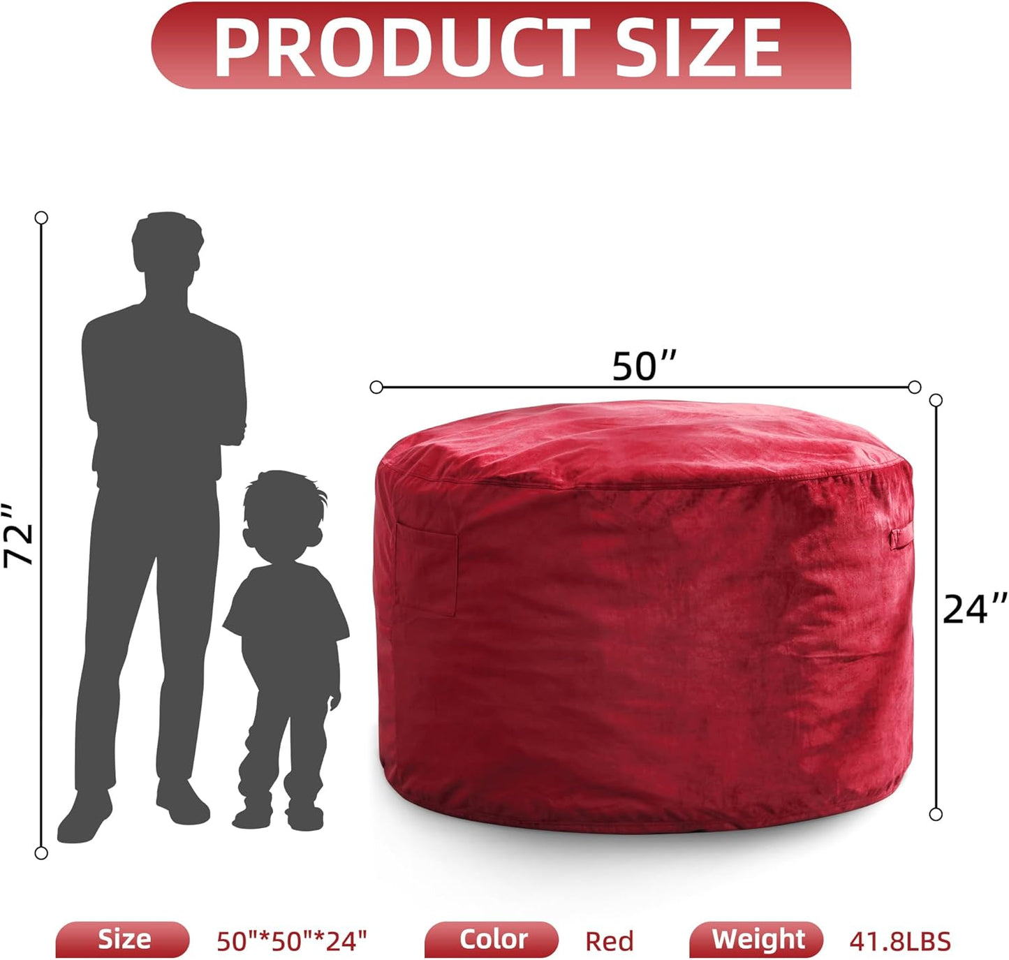 Hobestluk 5FT Bean Bag Chair Giant Bean Bag Chairs for Adults Large Bean Chairs with Removable Cover, Beanbag Chair with Filler, Adult Bean Bag Chairs for Living Room, Bedroom