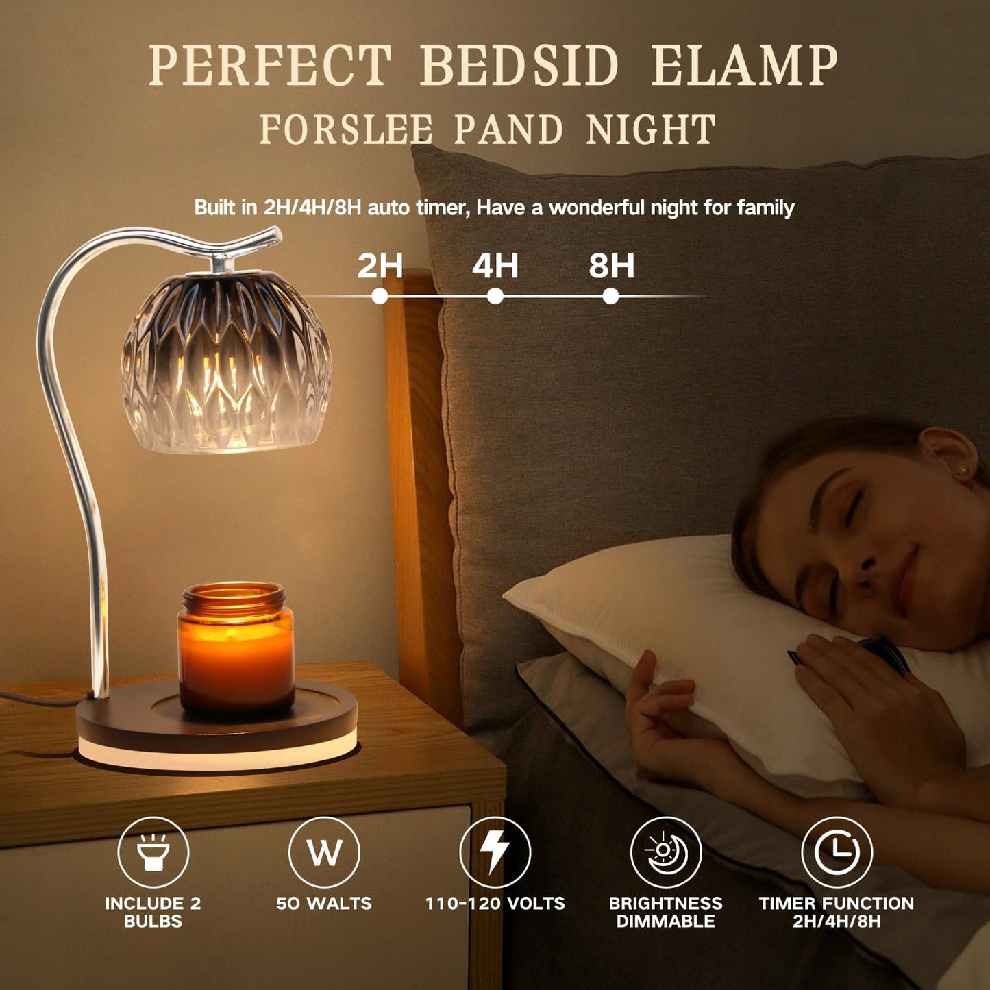 GEEZO Fragrance Candle Warmer Lamp,Electric Candle Warmer with Timer & Dimmer,Mom Christmas Birthday Gifts for Women, House Warming Gifts New Home Bedroom Decor