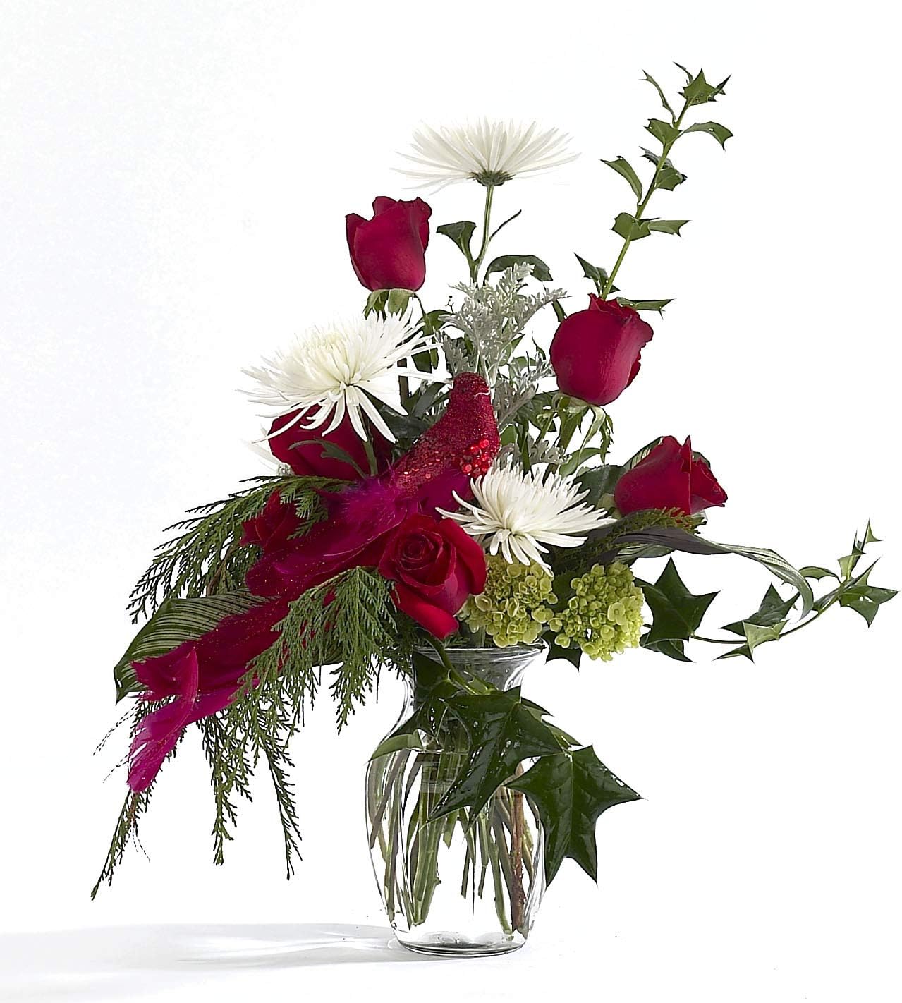 Floral Supply Online - 8" Clear Rose Vase and Flower Guide Booklet - Decorative Glass Flower Vase for Floral Arrangements, Weddings, Home Decor or Office.