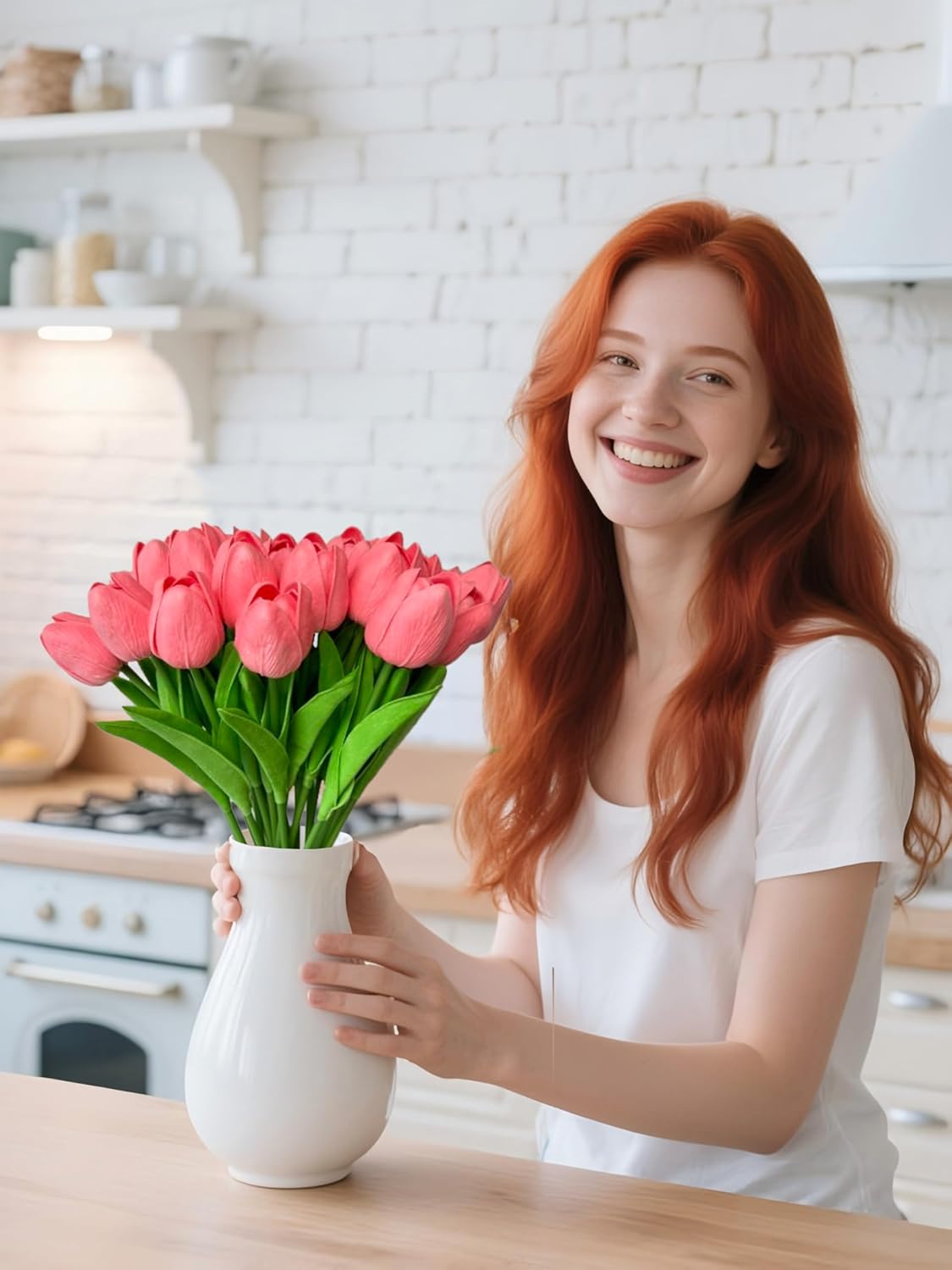 15 Pcs Artificial Tulip PU Fake Flower Realistic Touch Spring Summer Fake Flowers for Home Decor Outdoor Garden Parties and Wedding