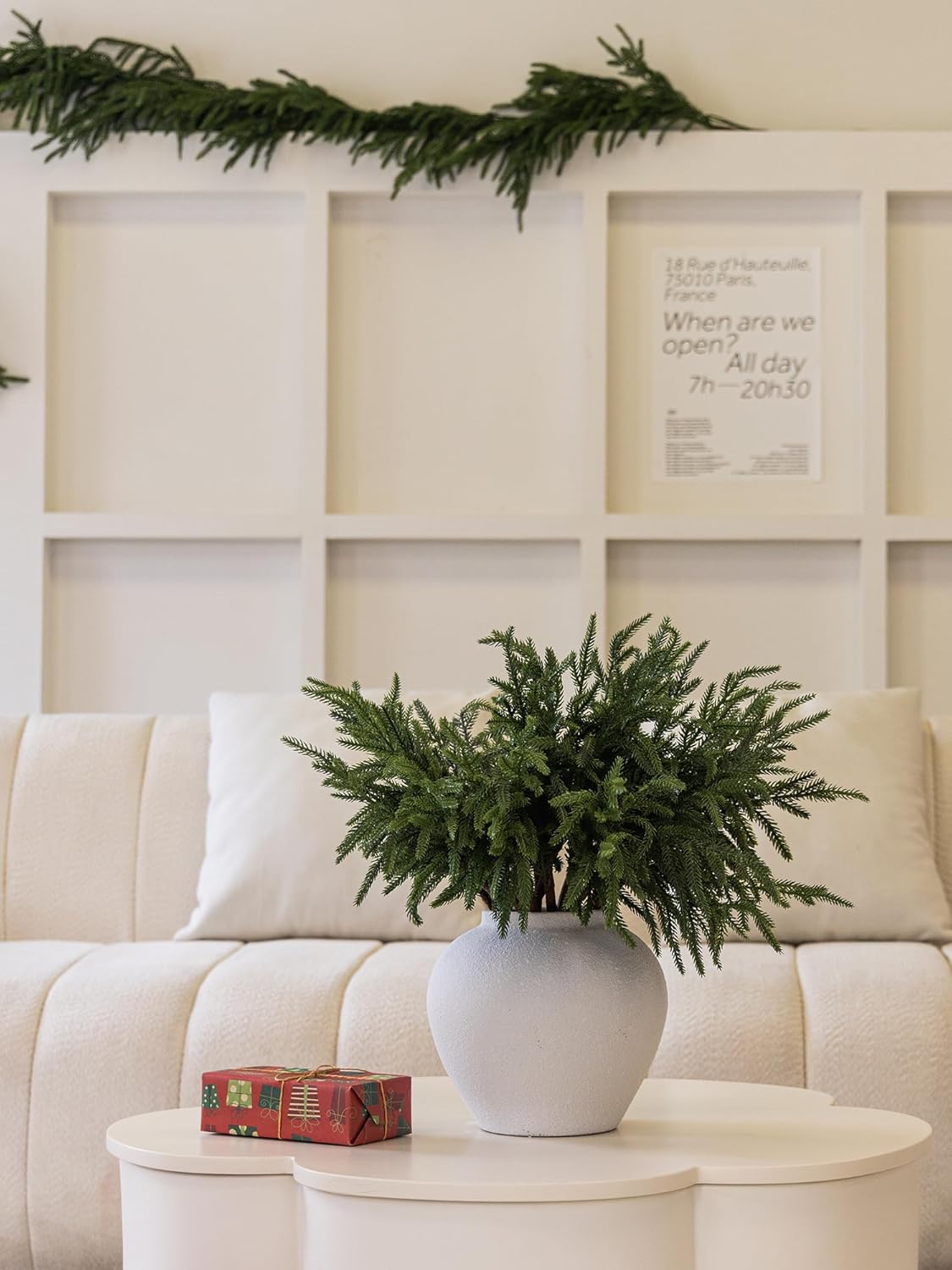 MISSPIN 30 Pcs 19.5 Inches Christmas Norfolk Pine Branches, Norfolk Pine Artificial Christmas Branches DIY Crafts Faux Pine Branches for Xmas Indoor Outdoor Home Decor