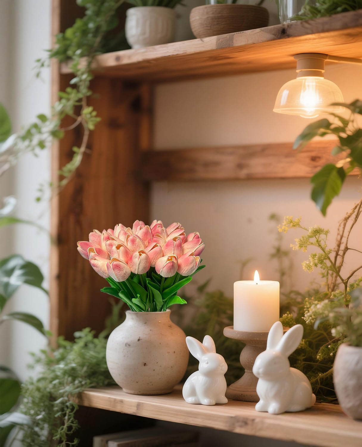 15pcs Real Touch Tulips PU Artificial Flowers Fake Tulips Flowers for Arrangement Wedding Party Easter Spring Home Dining Room Office Decoration