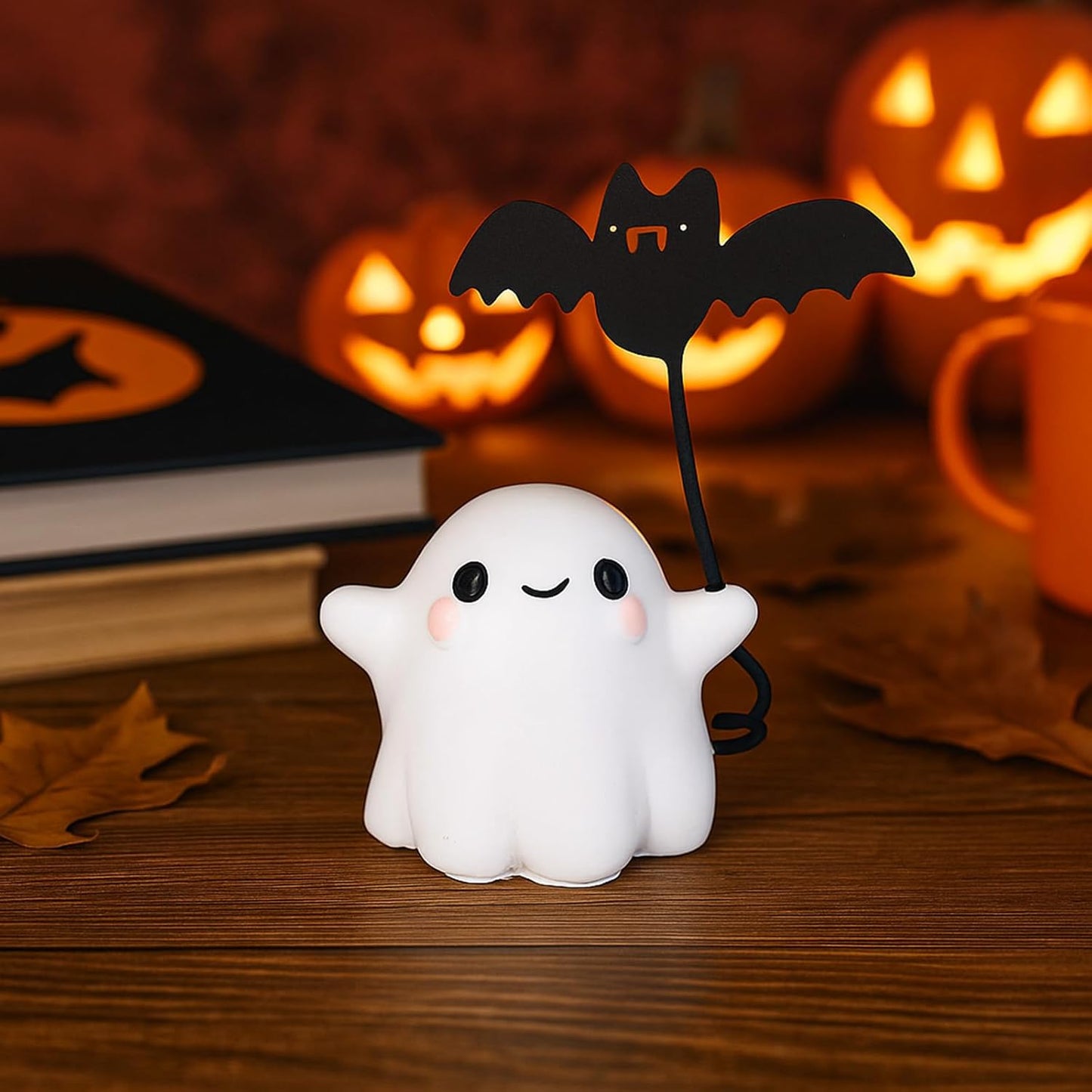 Halloween Ghost Pull Bat Statue Funny Cartoon Spooky Ornament Figurine Mini Halloween Figurine Decorations Cute Spooky Bat Statue for Home Office Car Decorations Ornament