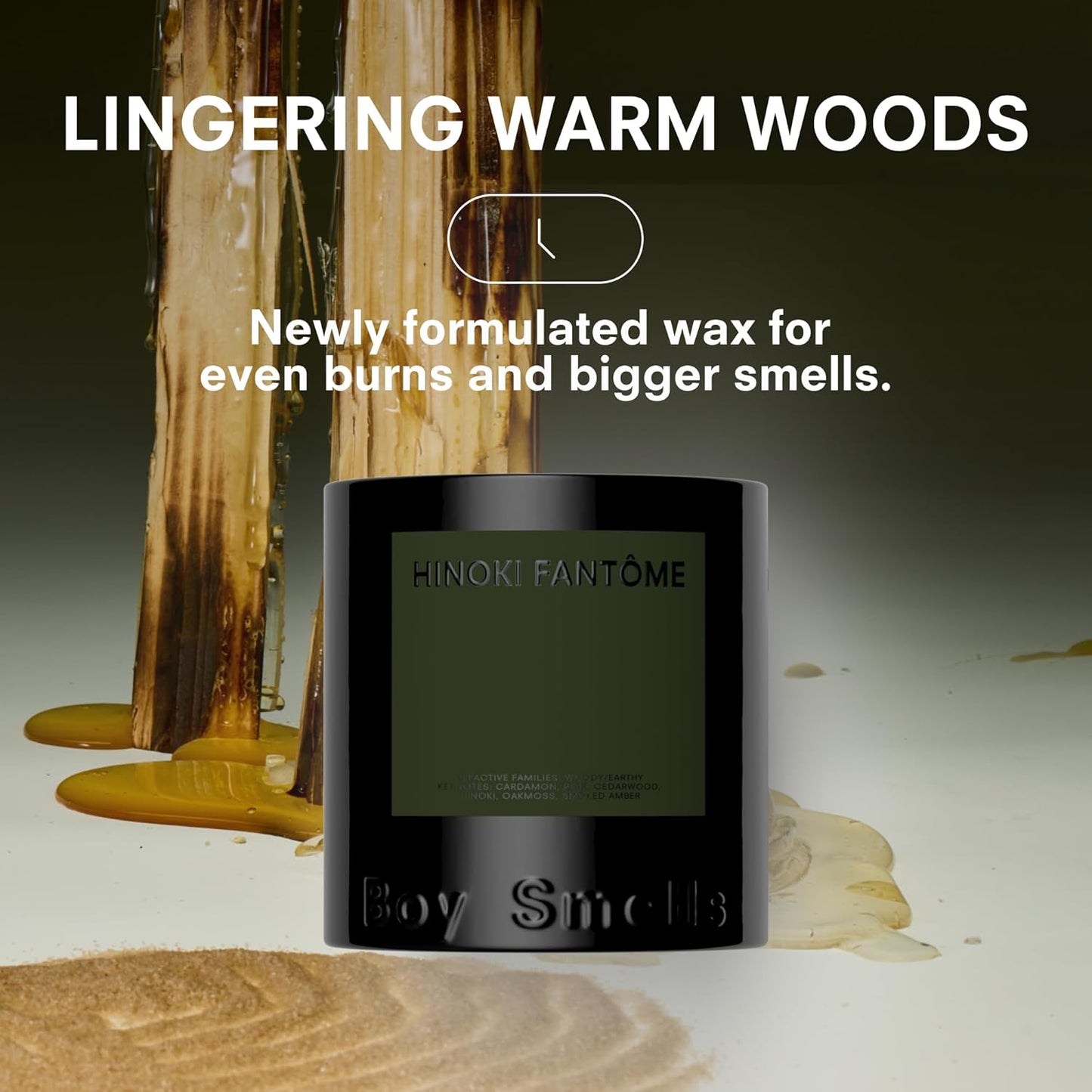 Hinoki Fantôme Scented Candles for Men and Women - 8.5 oz - Soy, Coconut Wax Candle Blend - Aromatic Candles for Home with Japanese Cypress, Jasmine and Smoked Amber - 50-Hour Burn - Cotton Wick