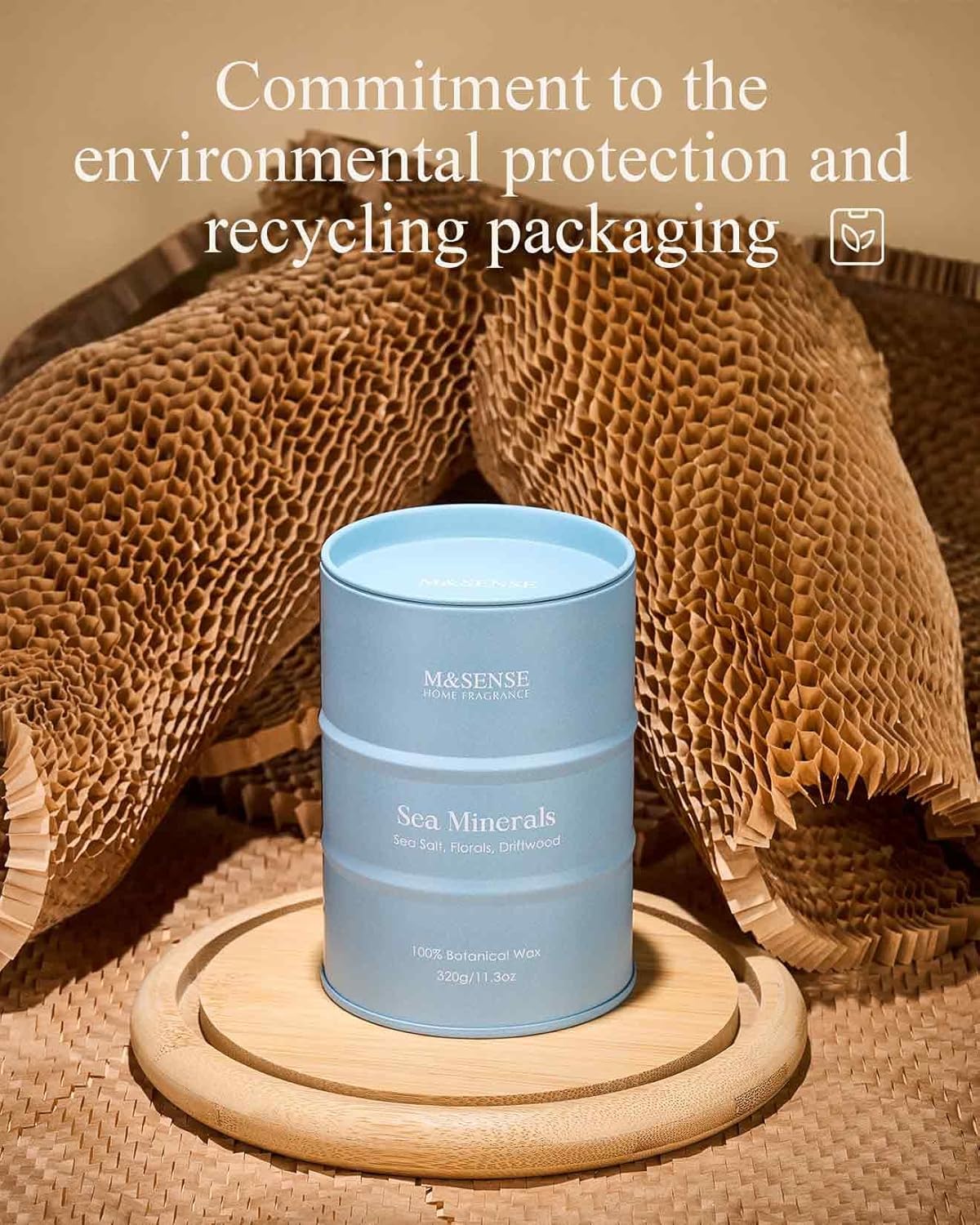 M&SENSE Sea Minerals Scented Candles Ocean, Aromatherapy Summer Candle for Stress Relief Meditation Relaxing, Housewarming Gifts for Women Men, 11.3oz 70 Hour Long Burning