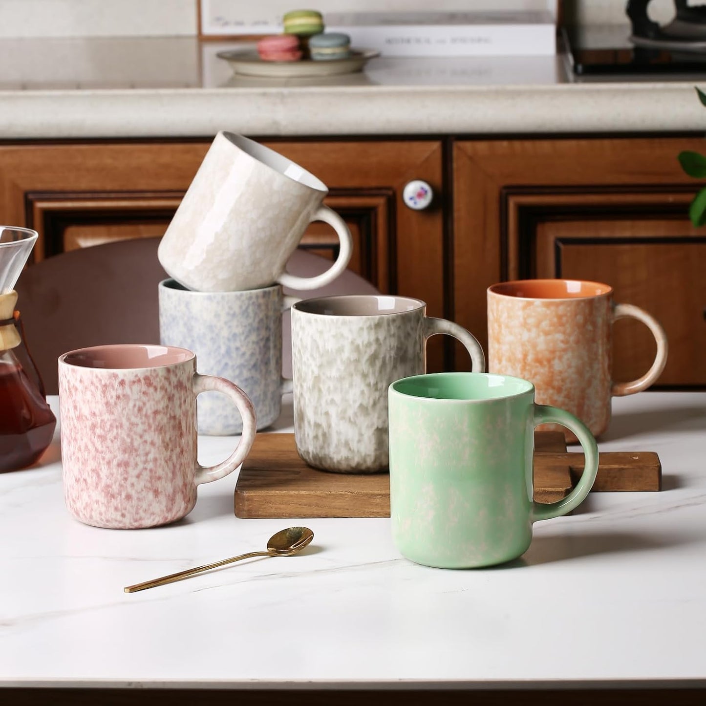 17 OZ Coffee Mugs Set of 6, Modern Mugs Set with handle for Tea/Latte/Cappuccino/Milk/Cocoa.