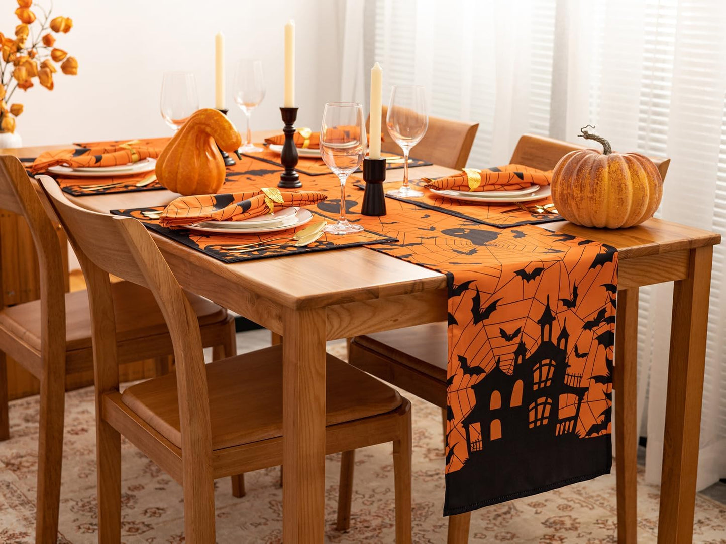 YiHomer Halloween Silhouettes Tabletop for Halloween Decorations, Dinner Parties and Scary Movie Nights, Horror Night, Table Runner, 14 x 108