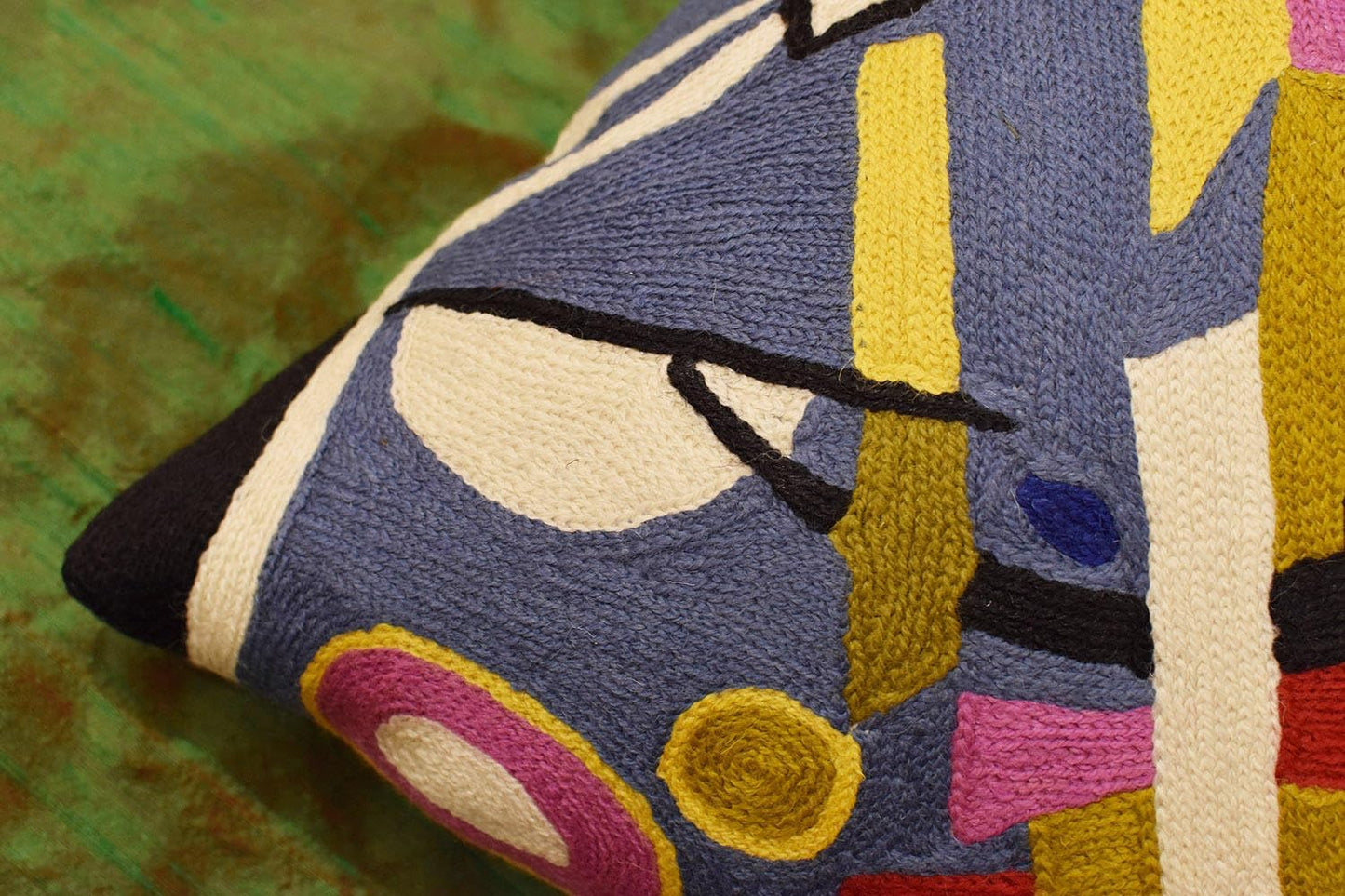 Kandinsky Modern Pillow Cover Frame Gray Abstract Pillowcase Grey Modern Chair Cushion Contemporary Outdoor Pillows Kids Room Handembroidered Wool Size 18x18