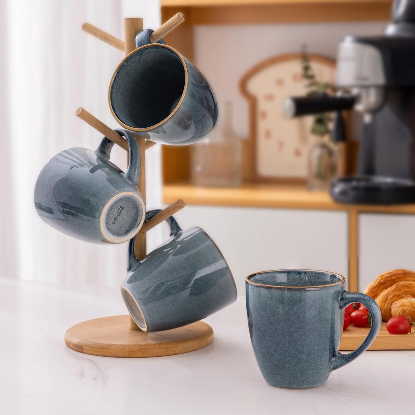 GBHOME Ceramic Coffee Mugs Set of 4, 12oz Stoneware Coffee Mugs Set For Dad Mom Women MEN, Light Weight Ceramic Coffee Cups for Latte/Tea/Beer/Hot Cocoa, Dishwasher & Microwave Safe