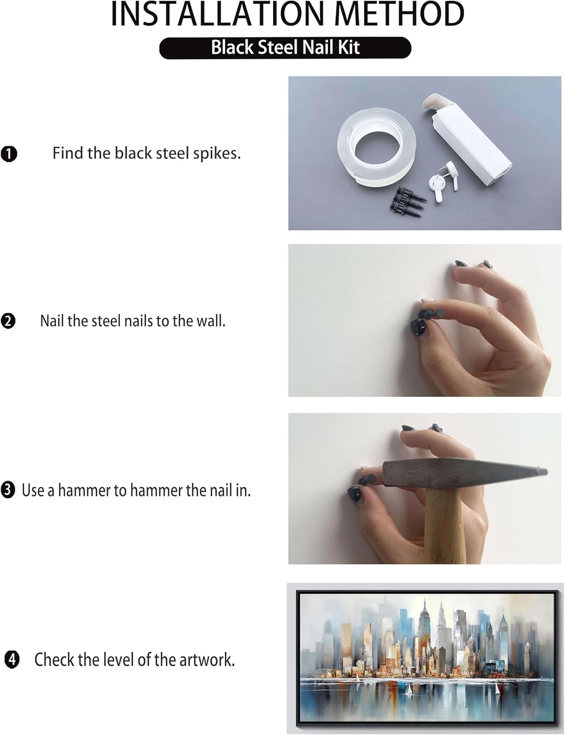 DUNHUANG ART Modern New York City Skyline Wall Art - Large Framed Abstract Canvas Painting for Home & Office Decor - Vibrant NYC Cityscape Picture - 30"x60"