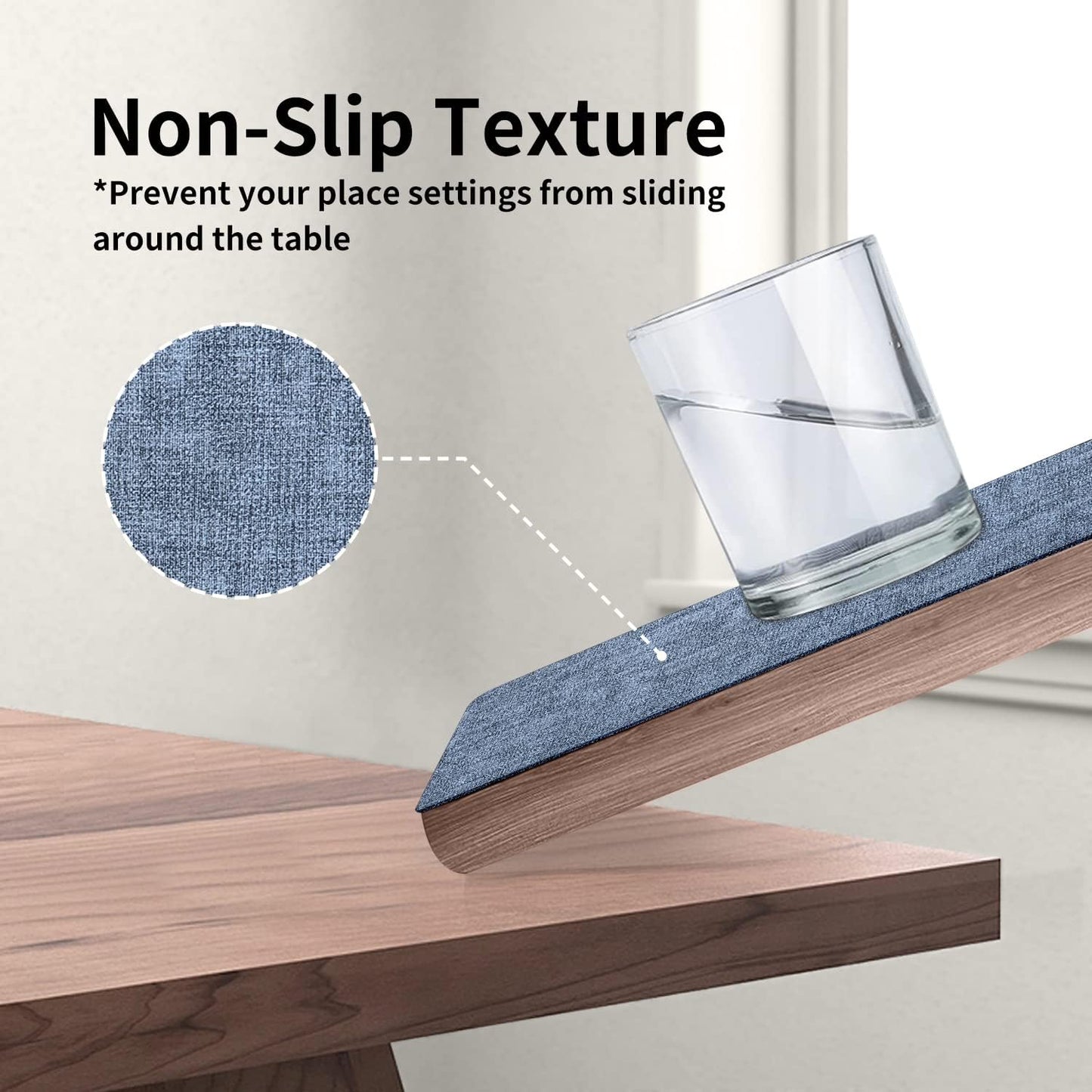 Maxpearl Faux Leather Placemats Set of 6 - Waterproof - Wipe Clean - Heat Resistant - Anti Slip Dining Table Place Mats, Suitable for Indoor & Outdoor Use, 17’’×12’’, Blue