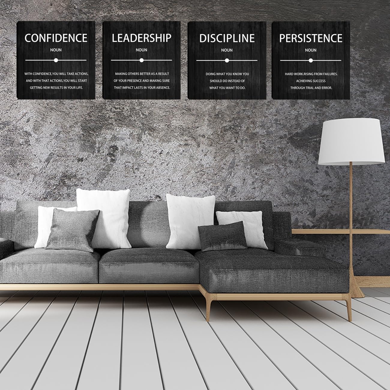 4 Pieces Motivational Wall Art Inspirational Office Quotes Wall Decor Success Quotes Wall Decor Artwork for Living Room Bedroom Home Office Wall Decoration Artwork 12”X12”X4