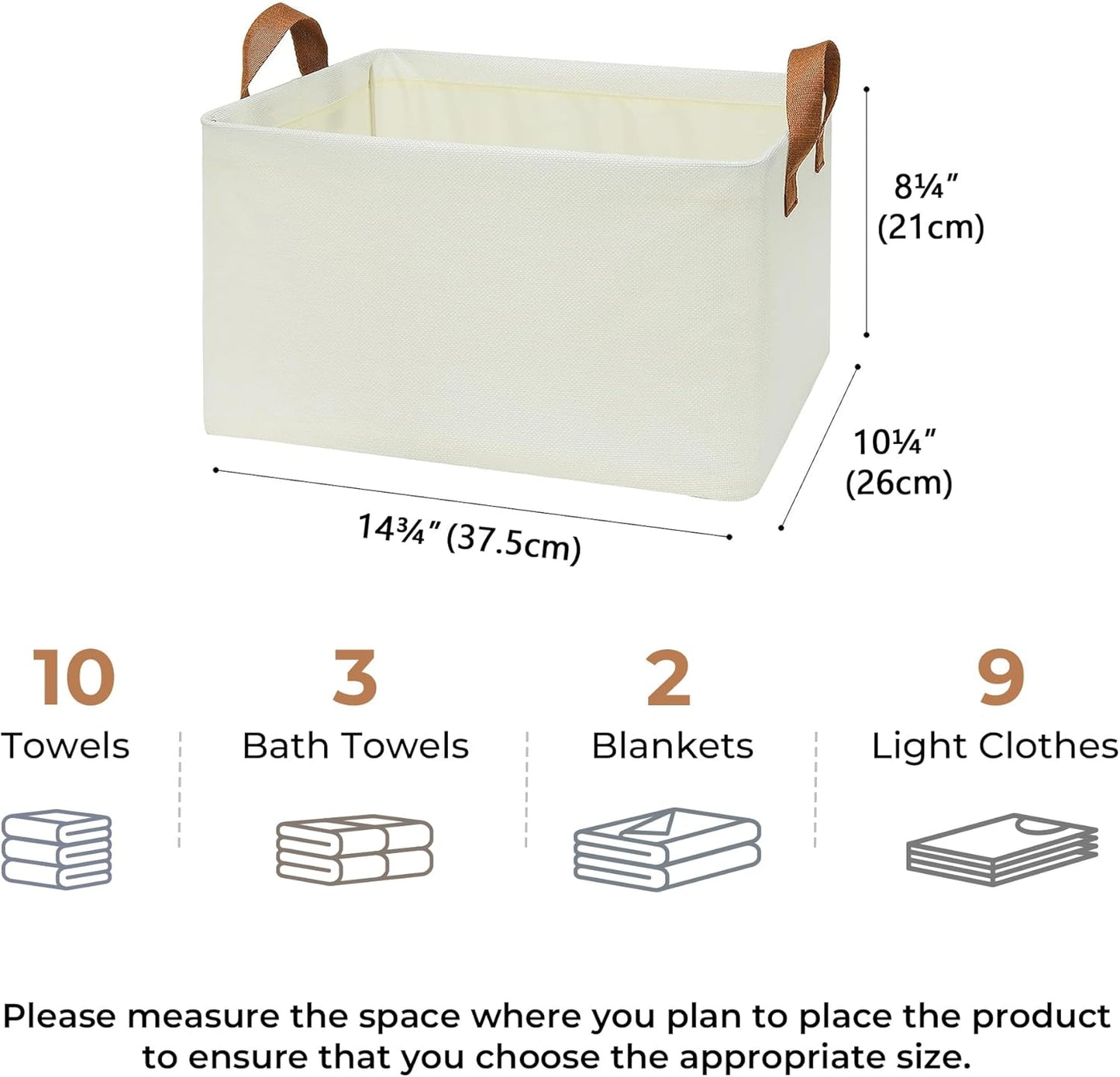 GRANNY SAYS Storage Baskets for Shelves, Closet Organizer Bins, Clothes Storage Bins with Metal Frame, Large Baskets for Organizing and Storage, Collapsible, Ivory, 2-Pack