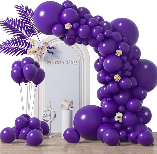 130pcs Dark Purple Balloons Different Sizes 18" 12" 10" 5" Party Latex Balloons for Birthday Halloween Graduation Baby Shower Anniversary Party Decorations