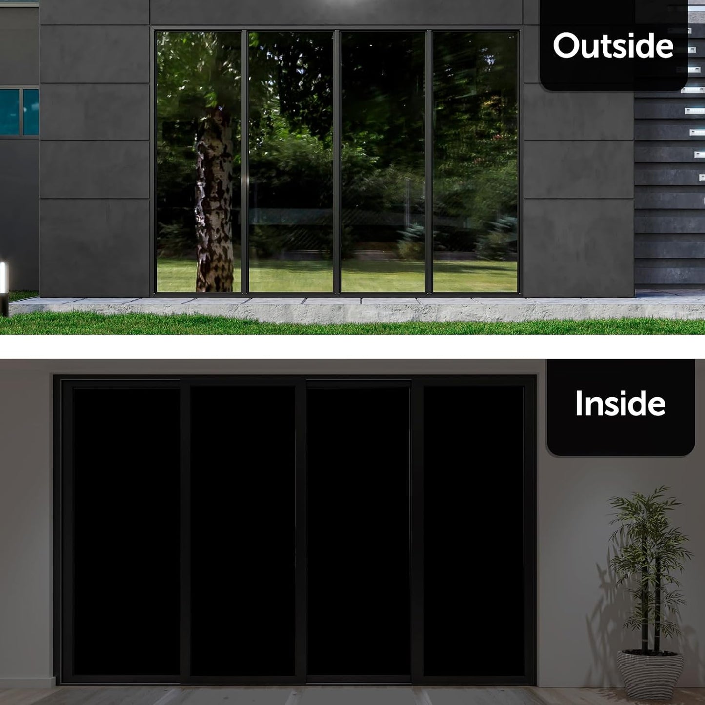 HIDBEA Mirror Blackout Window Film,100% Light Blocking Room Darkening Window Privacy Film,Mirror Glass Window Film Heat Control, Removable Window Cover Tint for Day Sleep (Mirror Black,17.7in x 6.5ft)