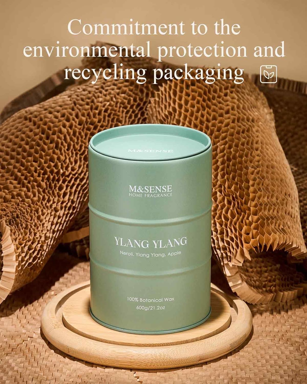 M&SENSE Ylang Ylang Scented Candles Large, Natural Soy Candles 21.2oz 120 Hour Slow Burning,Aromatherapy Candle for Stress Relief Meditation Relaxing