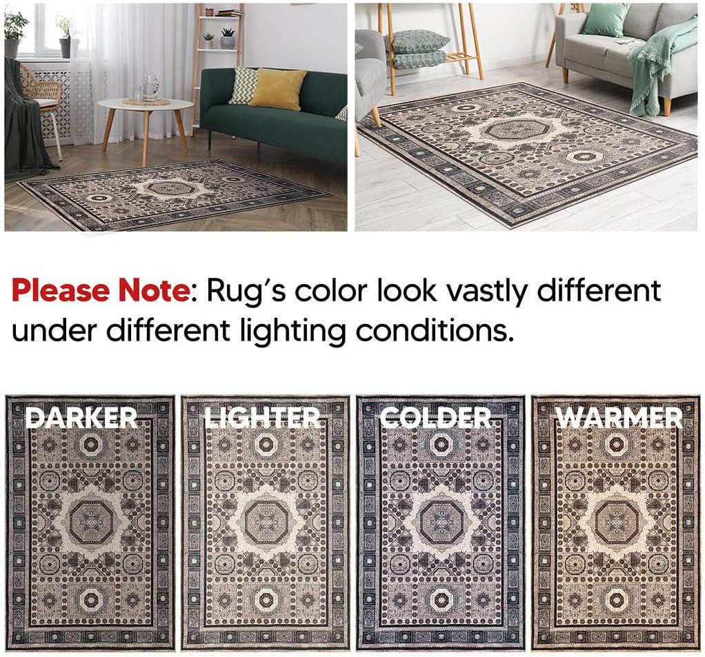 Keen Home Design 3x5 Rug - Machine Washable Entry Rug with Non-Slip Backing, Ideal for Enteryway, Kitchen, Bathroom, Laundry Room - Vintage, Easy Clean, Durable, Low Pile Rug - (3' x 5')