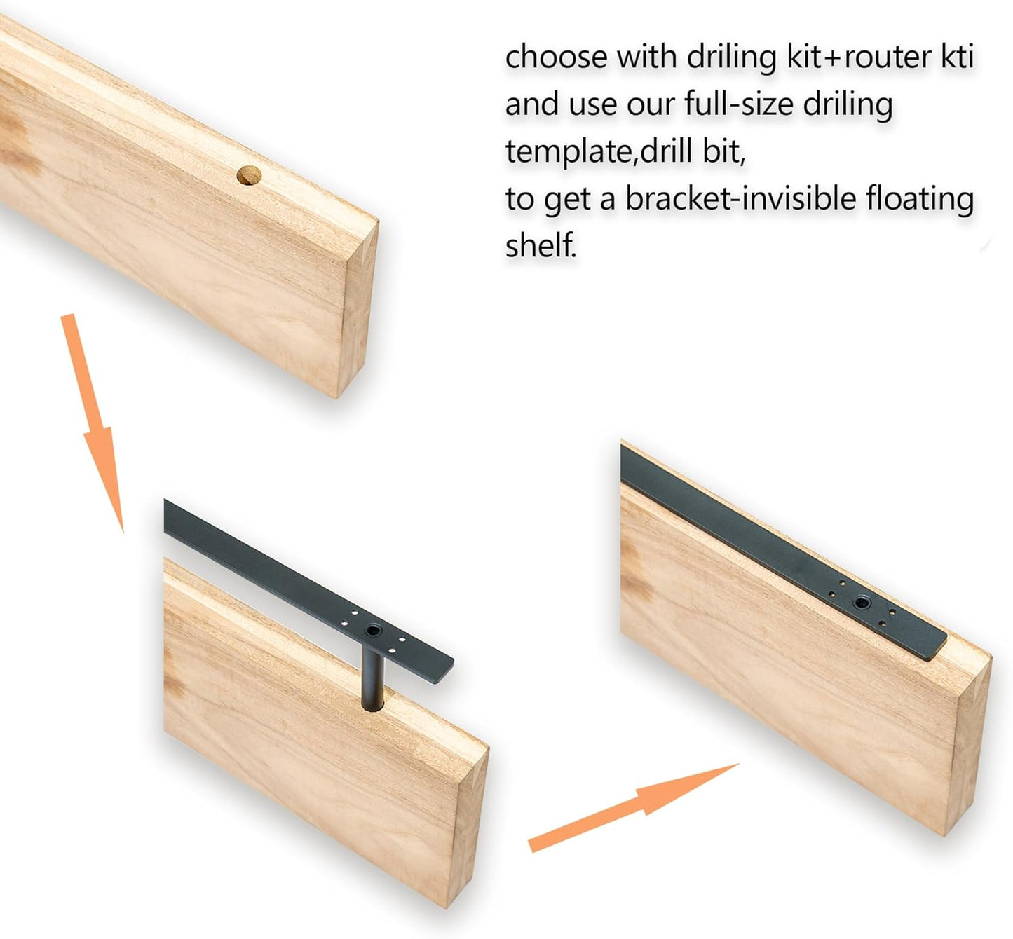 Hidden Shelf Brackets , Floating Shelf Bracket (Additional Brackets -NO Kits) 16 Inch -2 Pcs