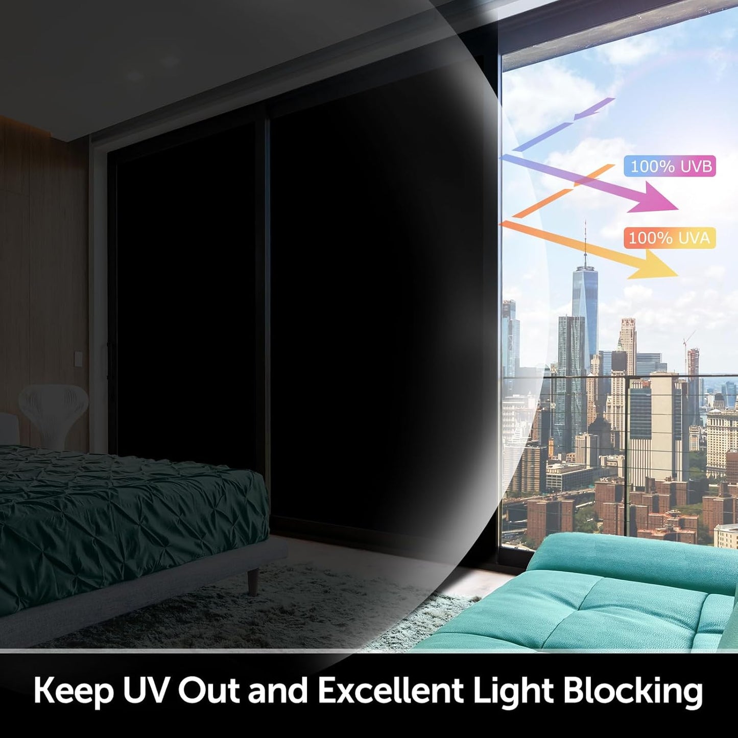 HIDBEA Mirror Blackout Window Film,100% Light Blocking Room Darkening Window Privacy Film,Mirror Glass Window Film Heat Control,Removable Window Cover Tint for Day Sleep(Mirror Black,29.5in x 6.5ft)