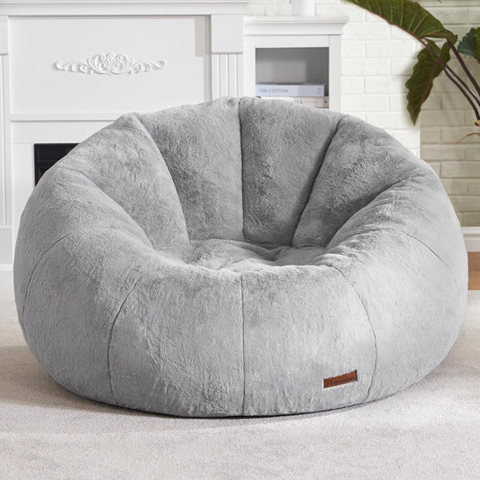 Hobestluk Bean Bag Chairs Large Bean Bag Couch for Adults Stuffed Sofa Chair Comfy Giant Bean Bag Chair with Spacious Design for Reading, Playing or Relaxing (Grey)
