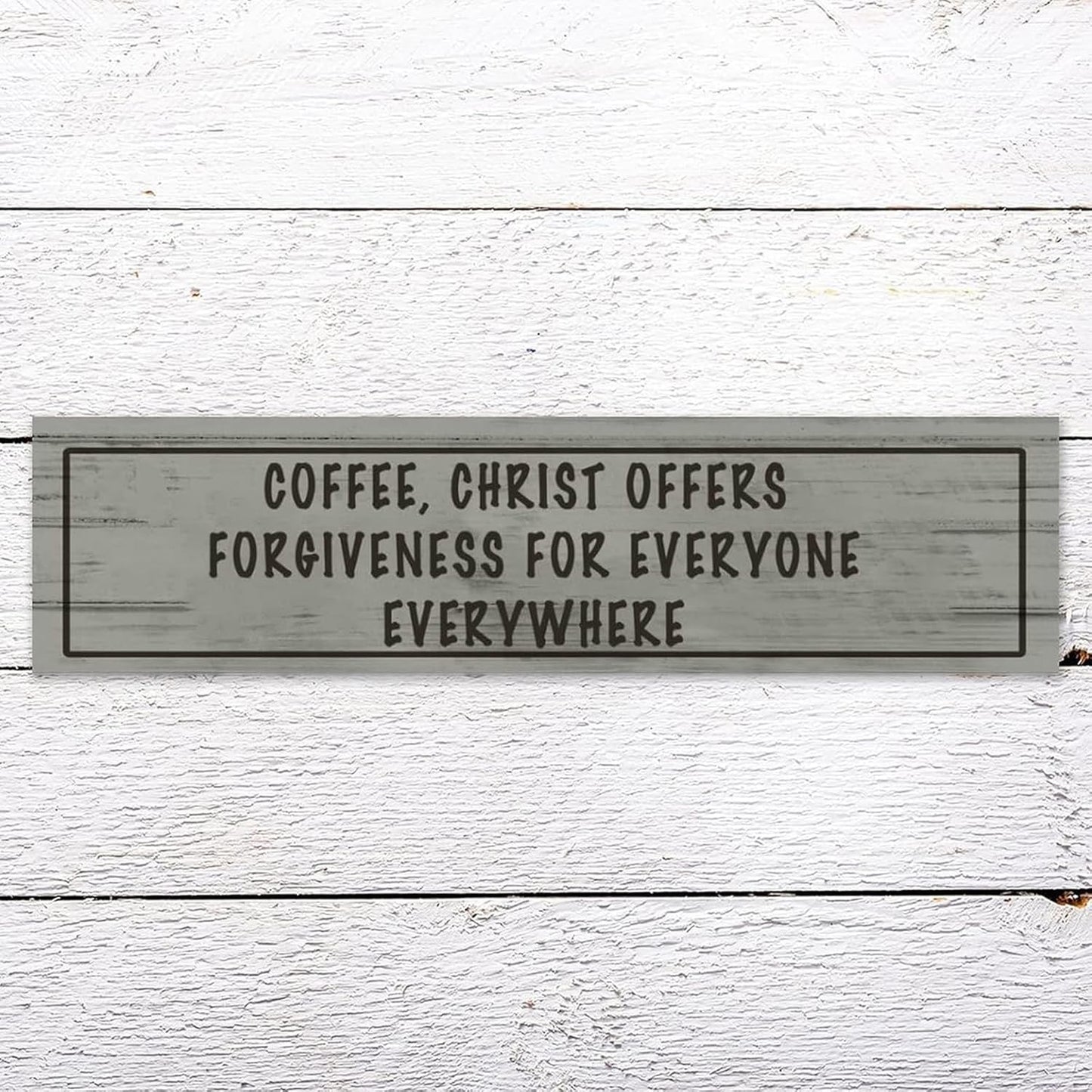 Generic Wood Sign Coffee Offers Forgiveness for Everyone Everywhere Rustic Wooden Hanging Sign Home Farmhouse Kitchen Wall Decor 16 x 6 Inch