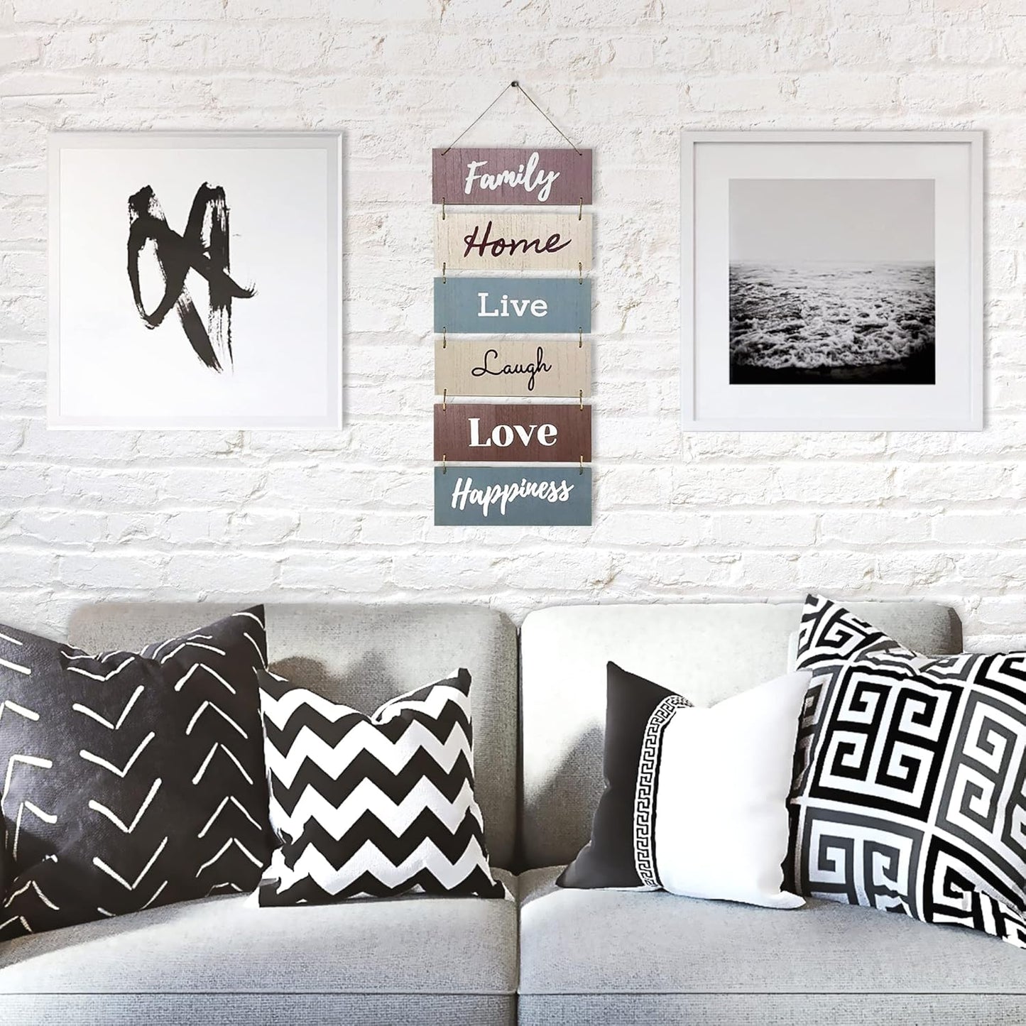 Hanging Wall Decor Sign - Welcome Vertical Wall Art Decorations, Rustic Home Accessories for Living Room, Bedroom, Family, Dining, and Kitchen, Outdoor Signs for House, Live, Laugh, Love Plaques